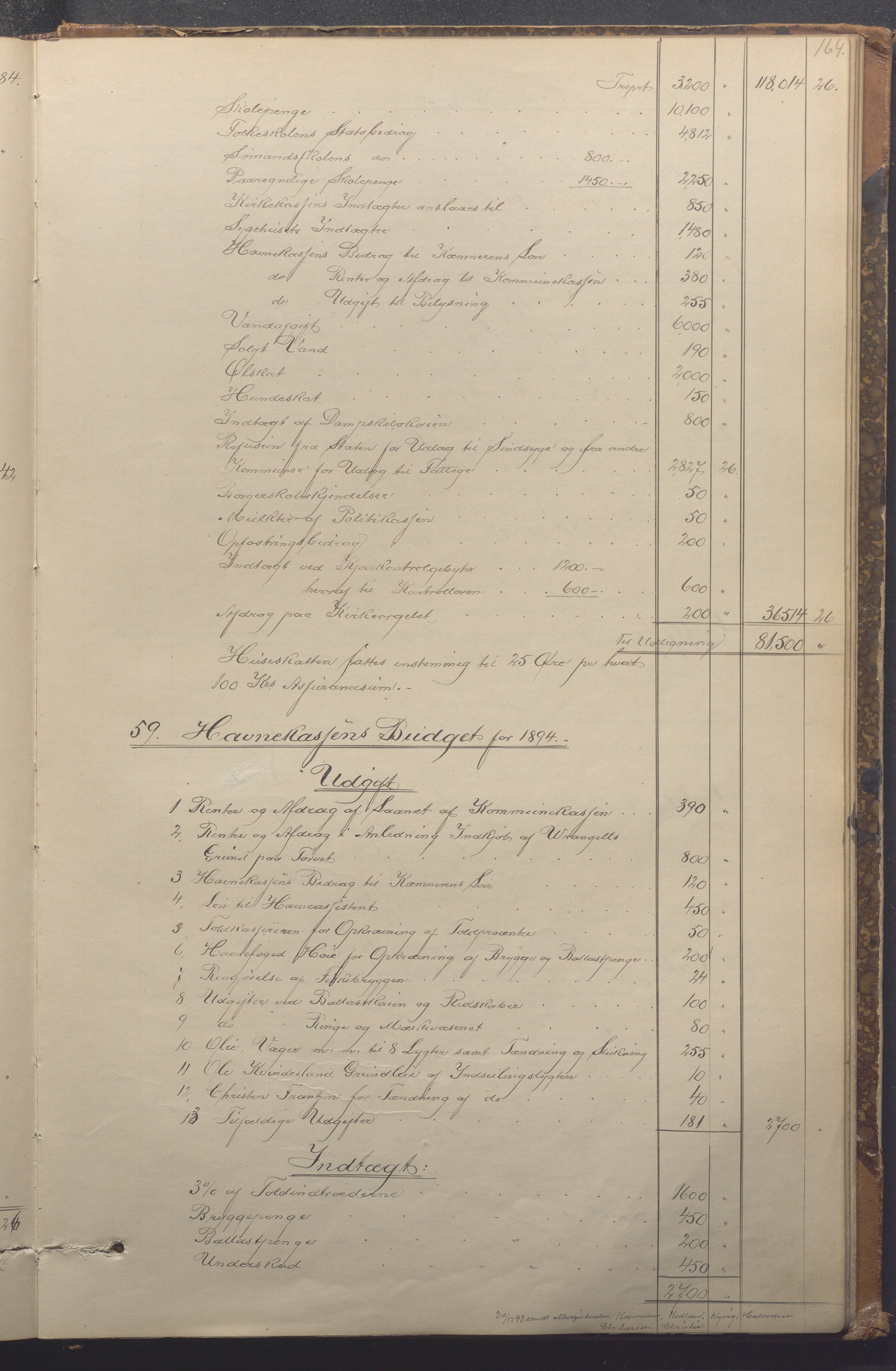 Haugesund kommune - Formannskapet, IKAR/X-0001/A/L0005: Møtebok, 1887-1895, s. 164a