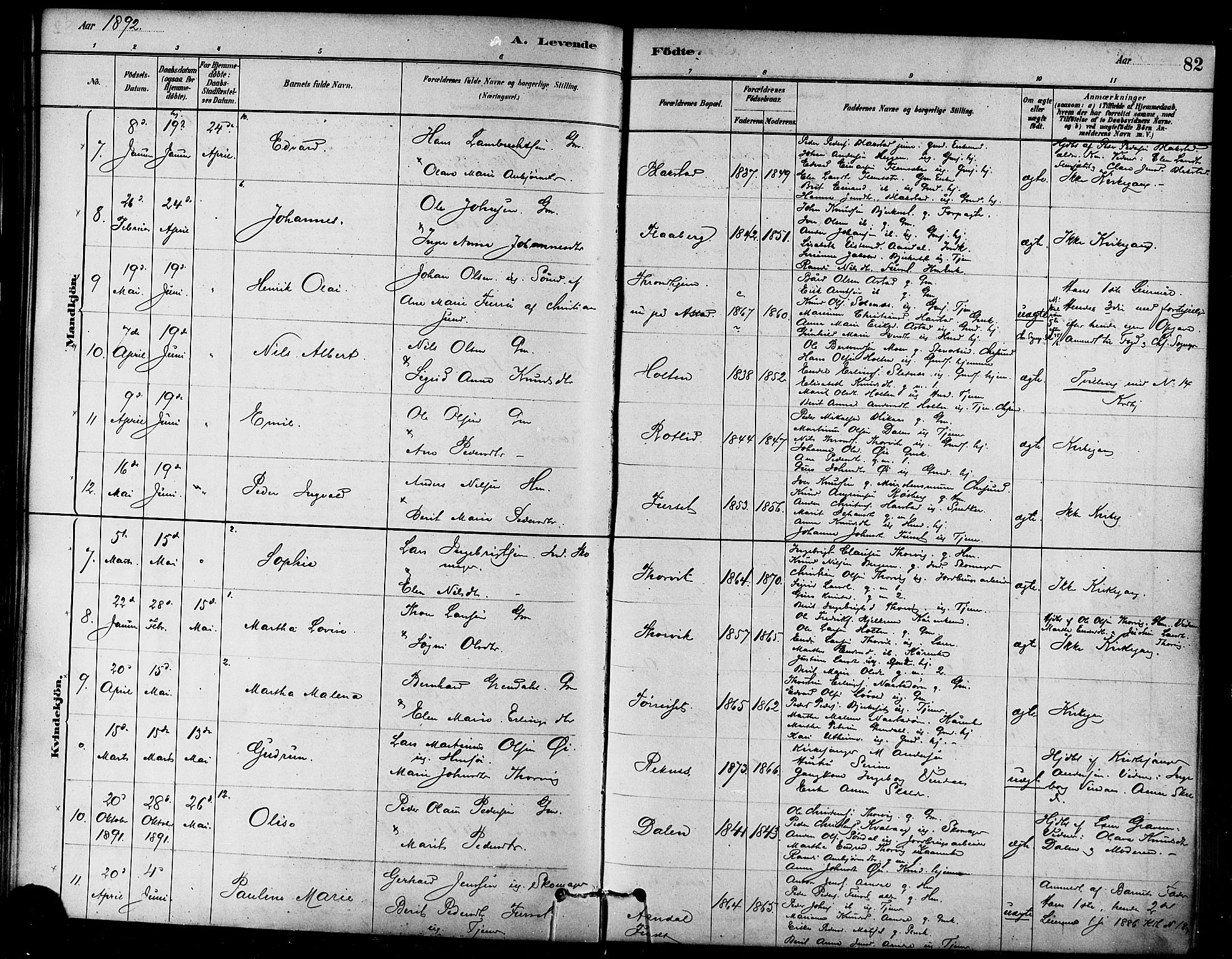 Ministerialprotokoller, klokkerbøker og fødselsregistre - Møre og Romsdal, SAT/A-1454/584/L0967: Ministerialbok nr. 584A07, 1879-1894, s. 82