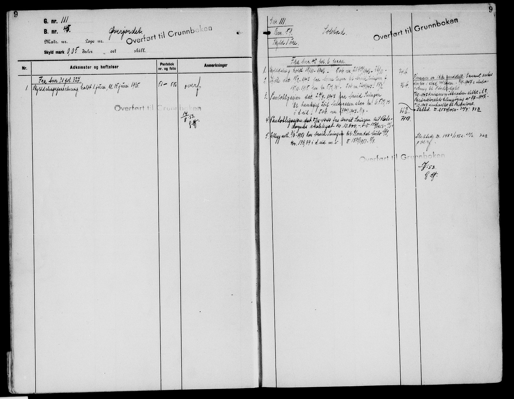 Sør-Østerdal sorenskriveri, SAH/TING-018/H/Ha/Haa/L0030: Panteregister nr. 12, 1922-1954, s. 9