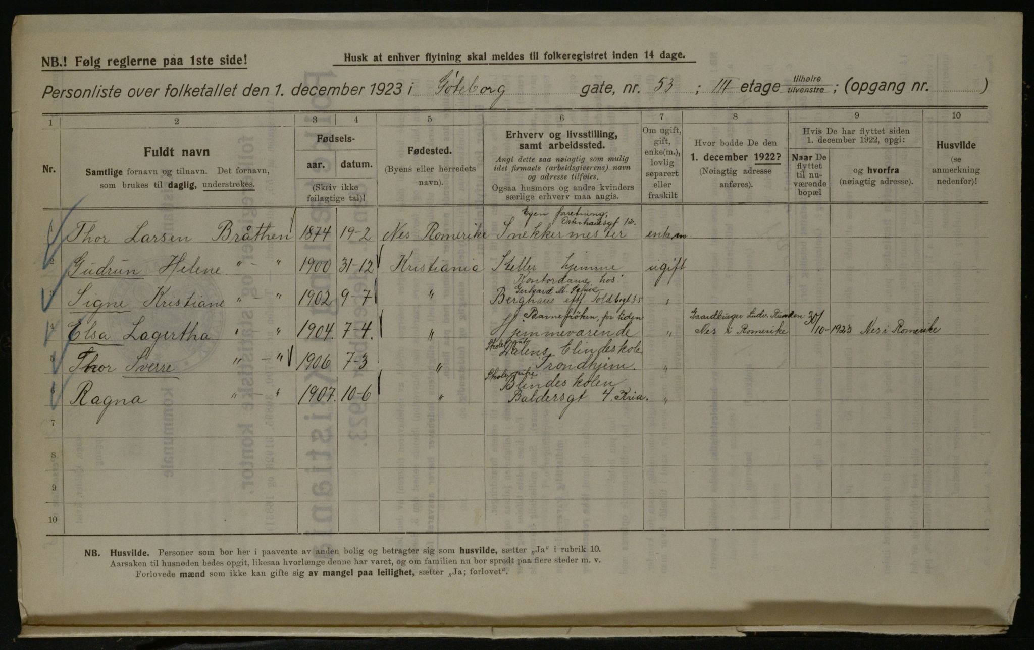 OBA, Kommunal folketelling 1.12.1923 for Kristiania, 1923, s. 37289