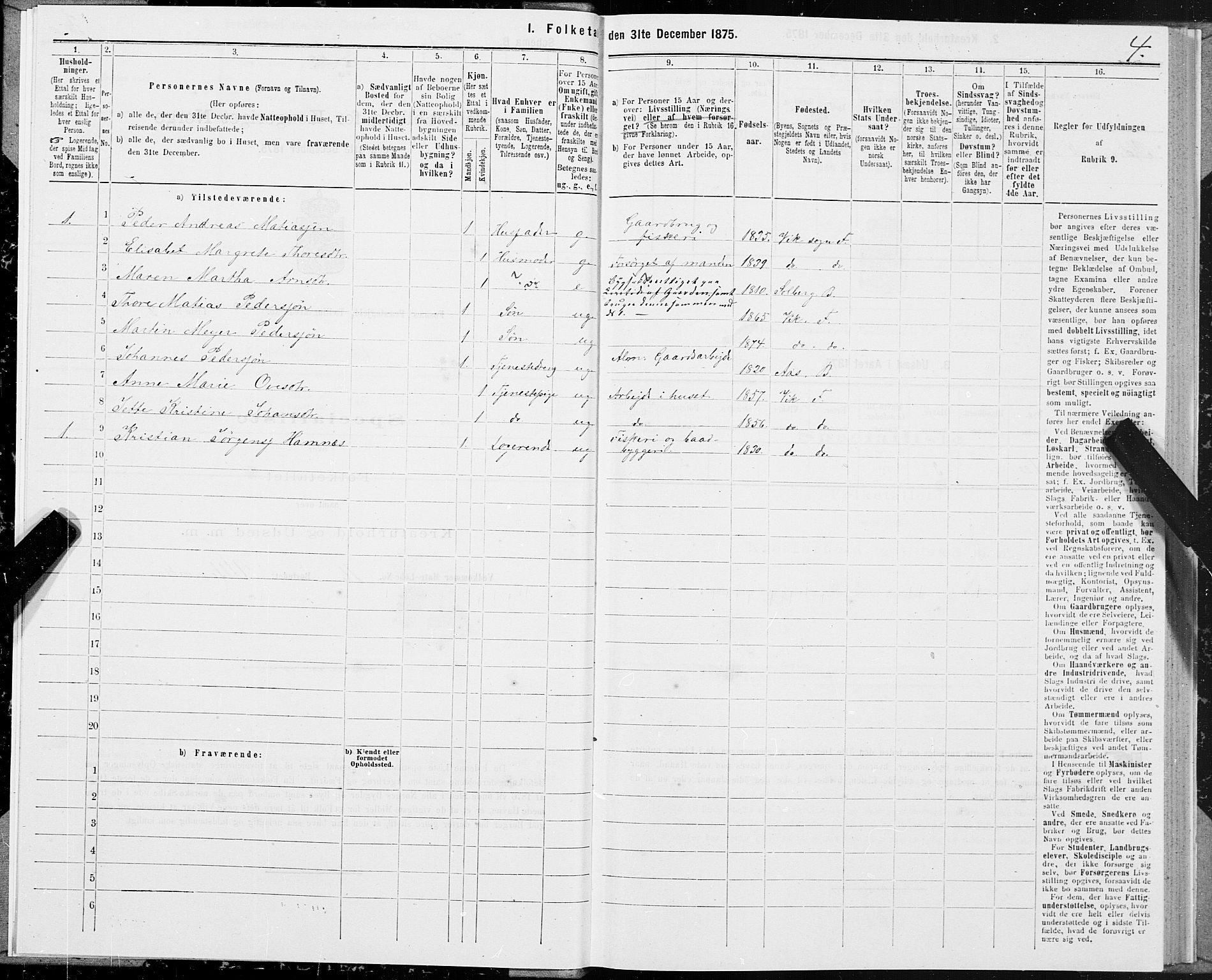 SAT, Folketelling 1875 for 1748P Fosnes prestegjeld, 1875, s. 4004