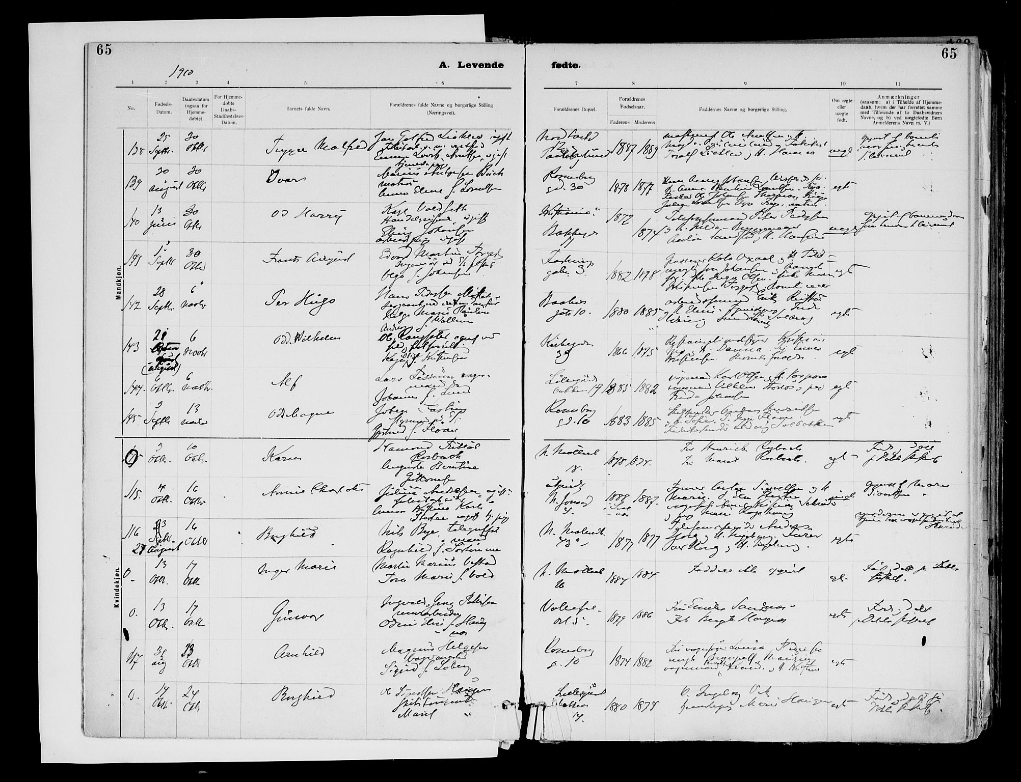 Ministerialprotokoller, klokkerbøker og fødselsregistre - Sør-Trøndelag, AV/SAT-A-1456/604/L0203: Ministerialbok nr. 604A23, 1908-1916, s. 65