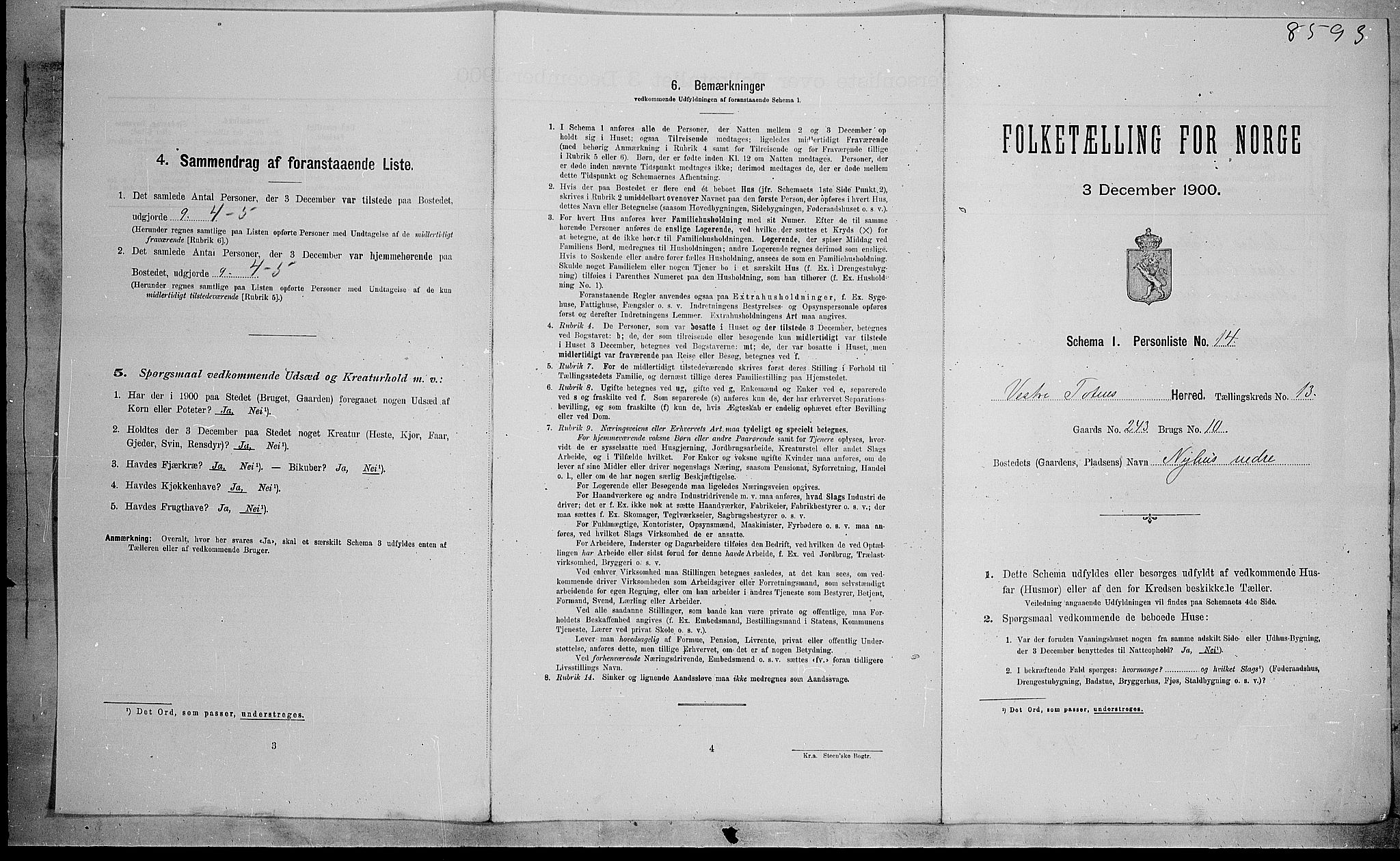 SAH, Folketelling 1900 for 0529 Vestre Toten herred, 1900, s. 2279