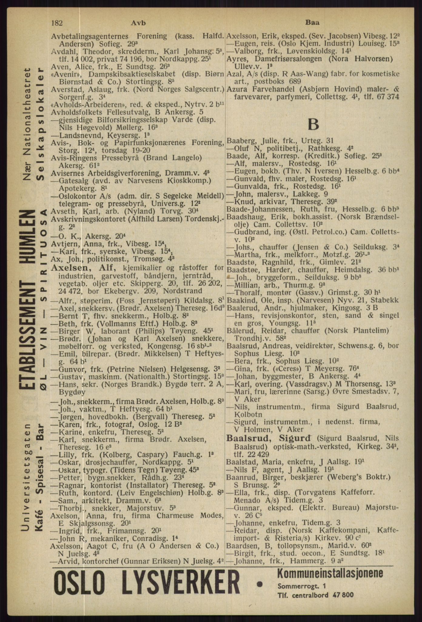 Kristiania/Oslo adressebok, PUBL/-, 1936, s. 182