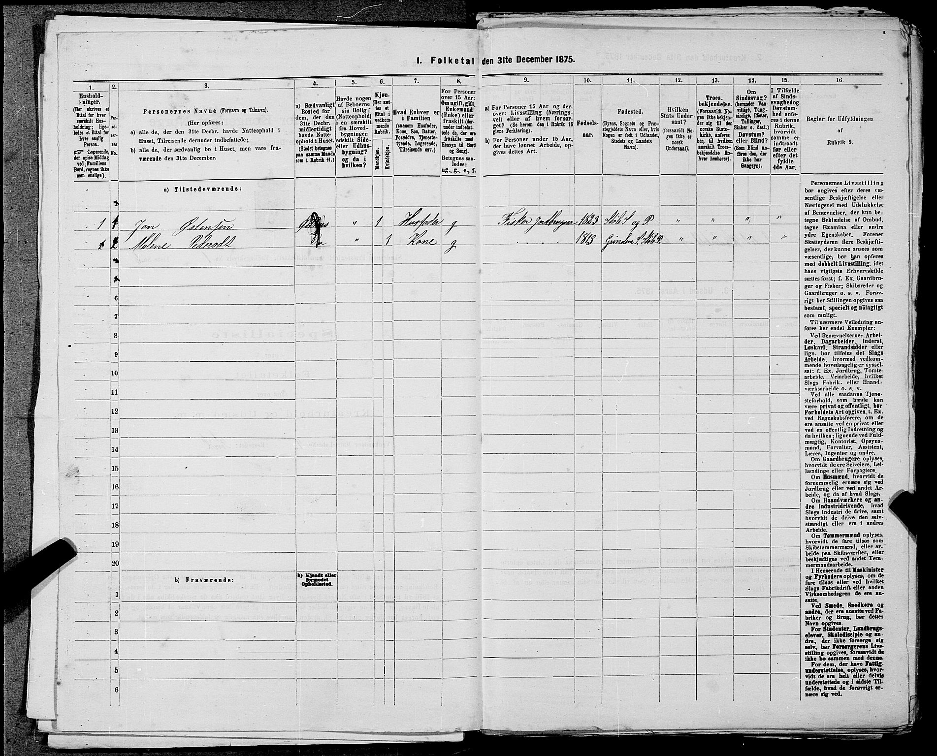 SAST, Folketelling 1875 for 1150L Skudenes prestegjeld, Falnes sokn, Åkra sokn og Ferkingstad sokn, 1875, s. 80