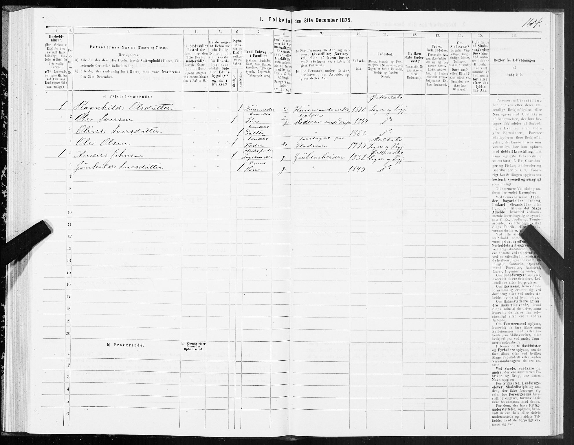 SAT, Folketelling 1875 for 1638P Orkdal prestegjeld, 1875, s. 4164