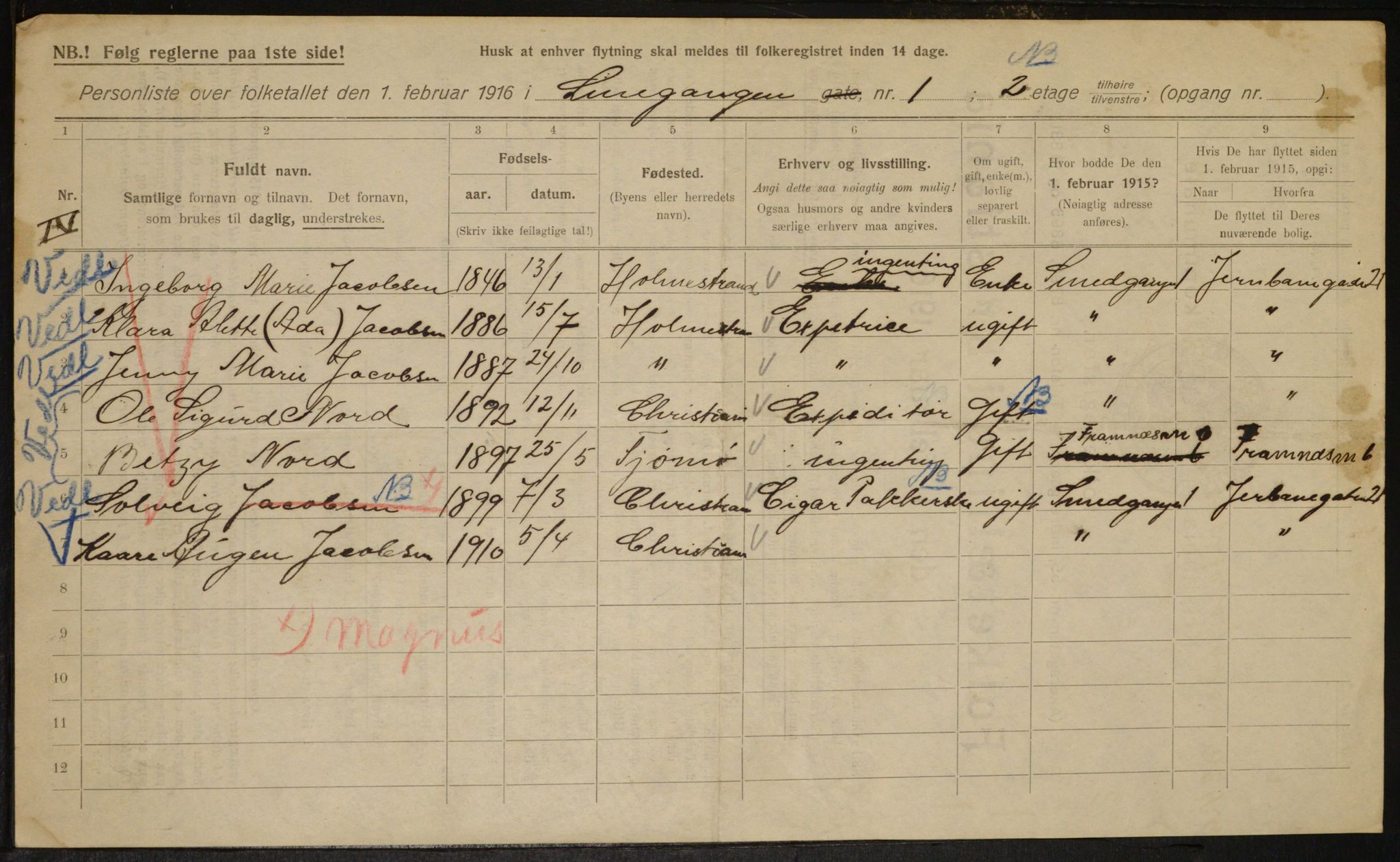 OBA, Kommunal folketelling 1.2.1916 for Kristiania, 1916, s. 99558