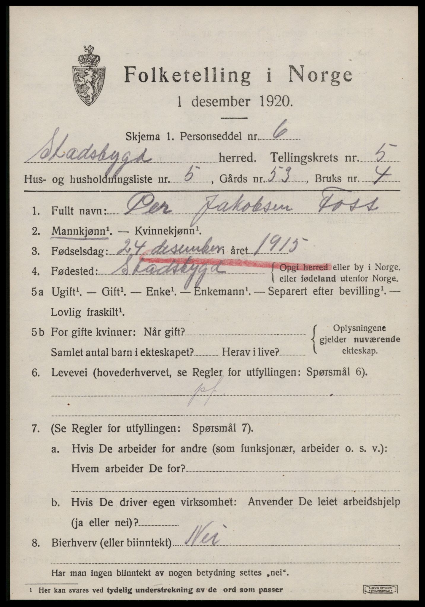 SAT, Folketelling 1920 for 1625 Stadsbygd herred, 1920, s. 2758