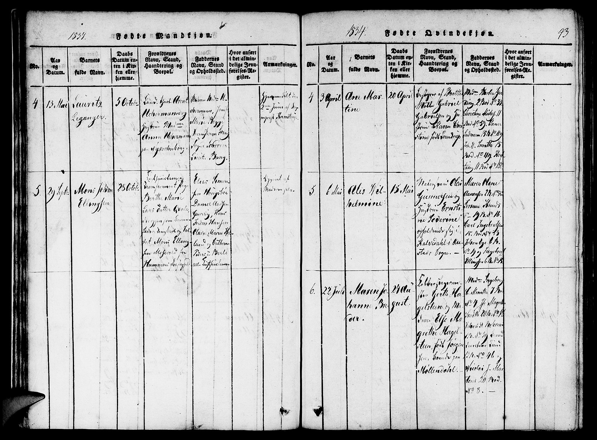 St. Jørgens hospital og Årstad sokneprestembete, AV/SAB-A-99934: Ministerialbok nr. A 3, 1815-1843, s. 43