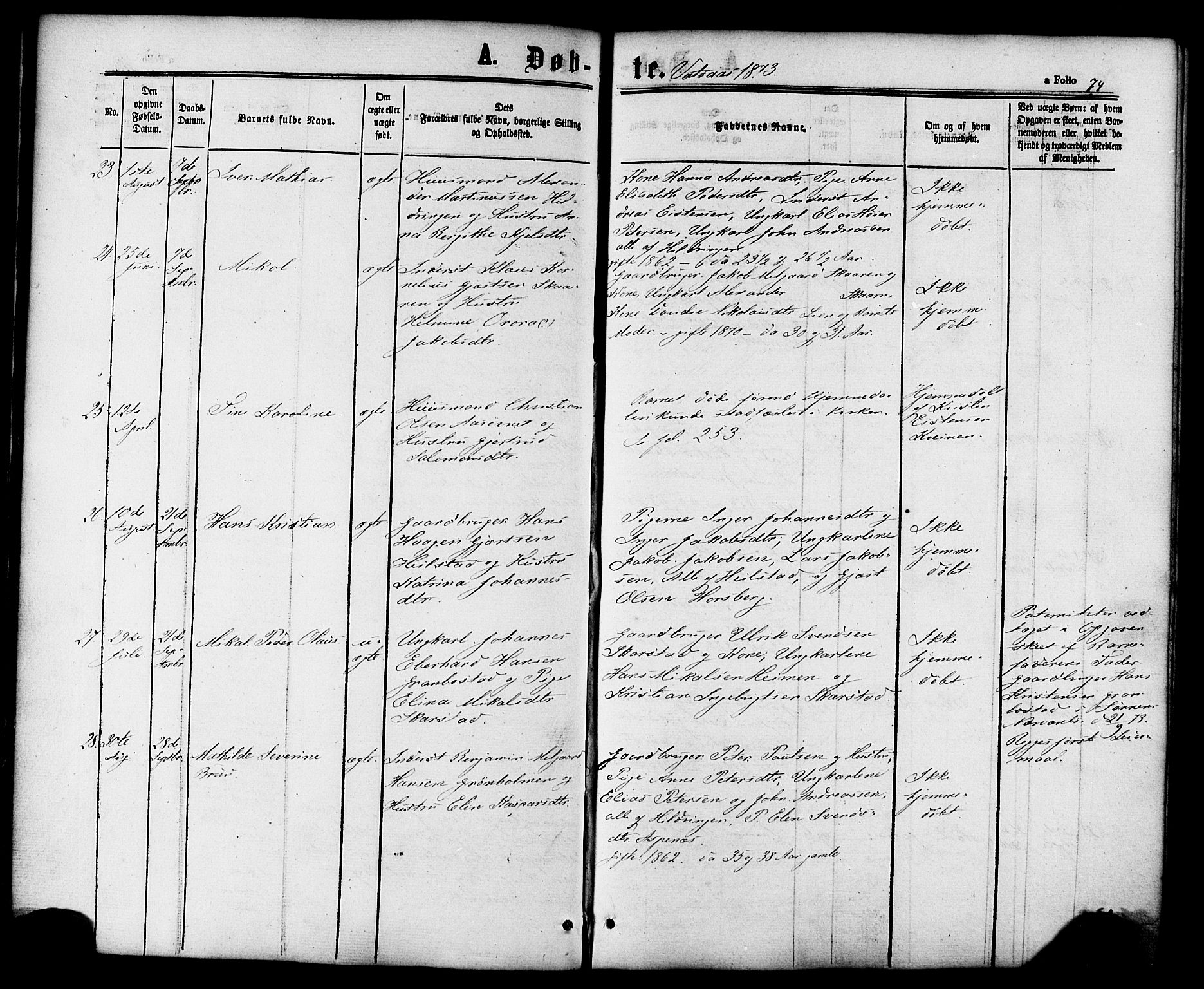 Ministerialprotokoller, klokkerbøker og fødselsregistre - Nordland, AV/SAT-A-1459/810/L0146: Ministerialbok nr. 810A08 /1, 1862-1874, s. 74