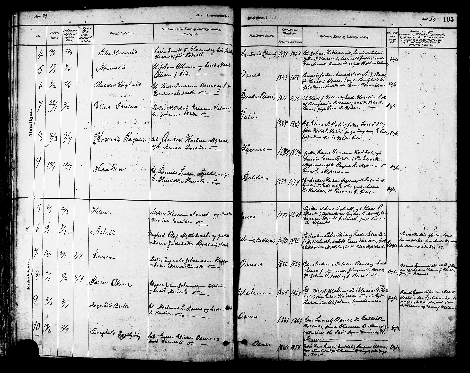 Ministerialprotokoller, klokkerbøker og fødselsregistre - Møre og Romsdal, AV/SAT-A-1454/509/L0112: Klokkerbok nr. 509C02, 1883-1922, s. 105