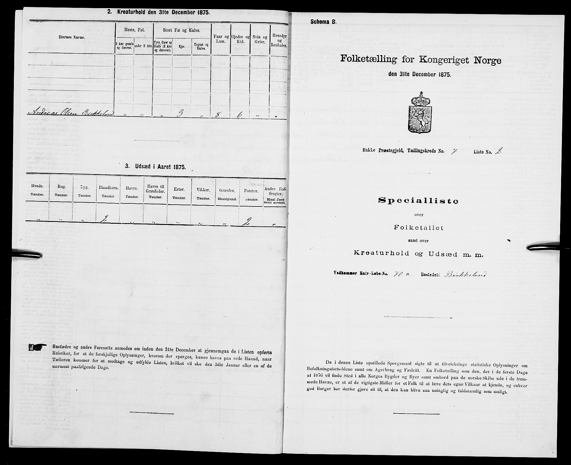 SAK, Folketelling 1875 for 1045P Bakke prestegjeld, 1875, s. 671