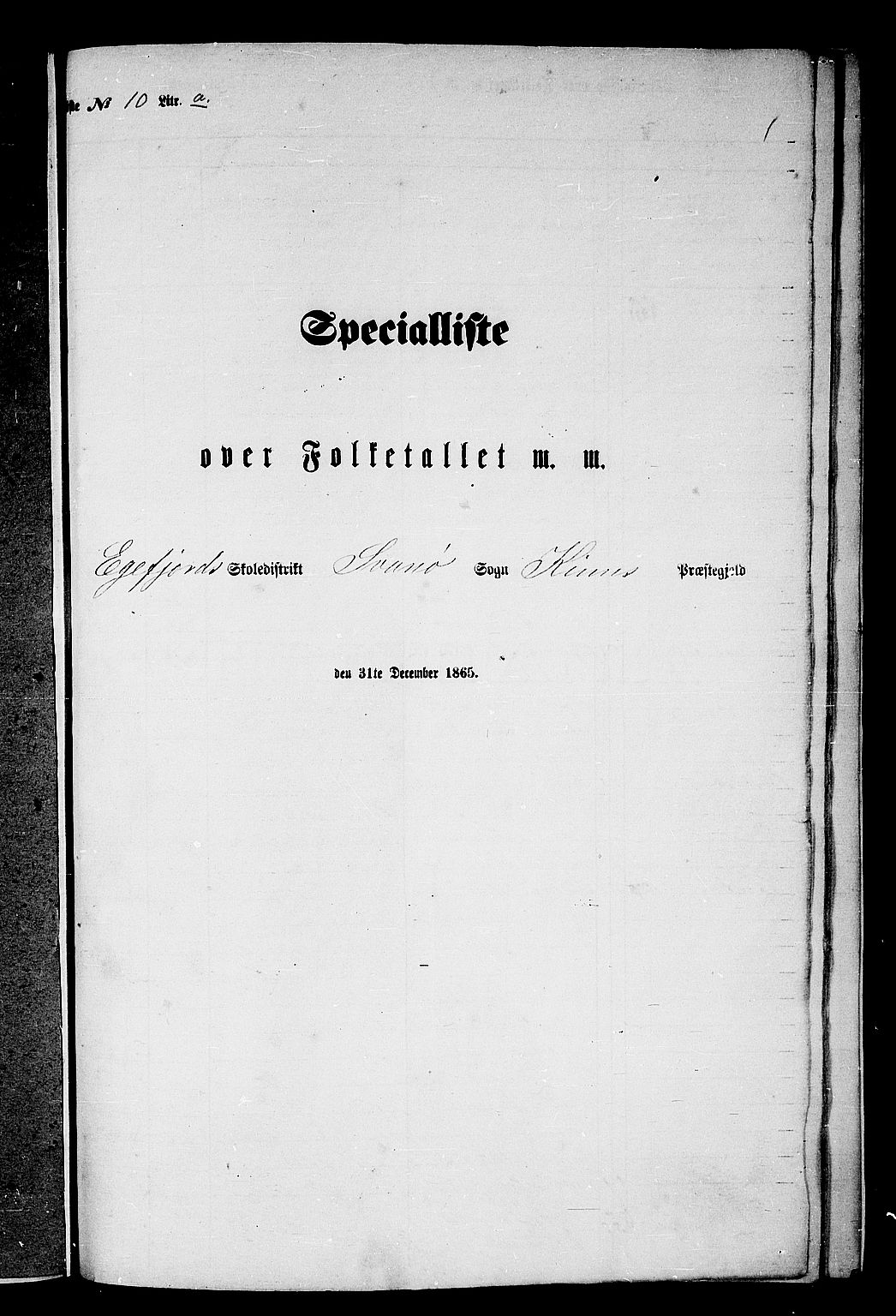 RA, Folketelling 1865 for 1437P Kinn prestegjeld, 1865, s. 189