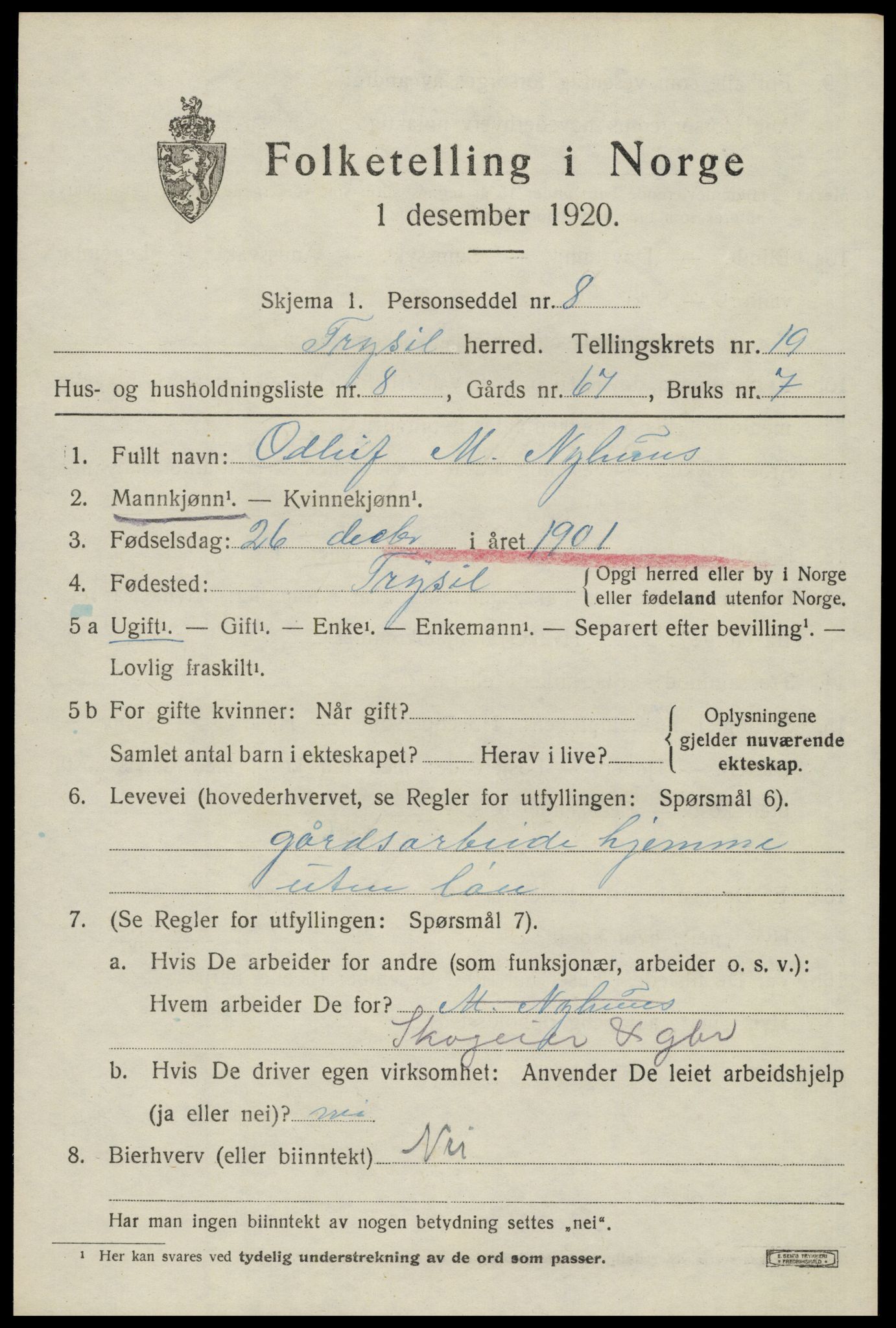 SAH, Folketelling 1920 for 0428 Trysil herred, 1920, s. 12829