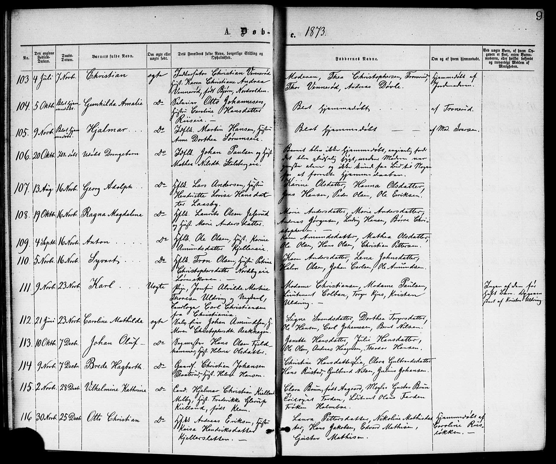 Skedsmo prestekontor Kirkebøker, AV/SAO-A-10033a/G/Ga/L0003: Klokkerbok nr. I 3, 1873-1882, s. 9