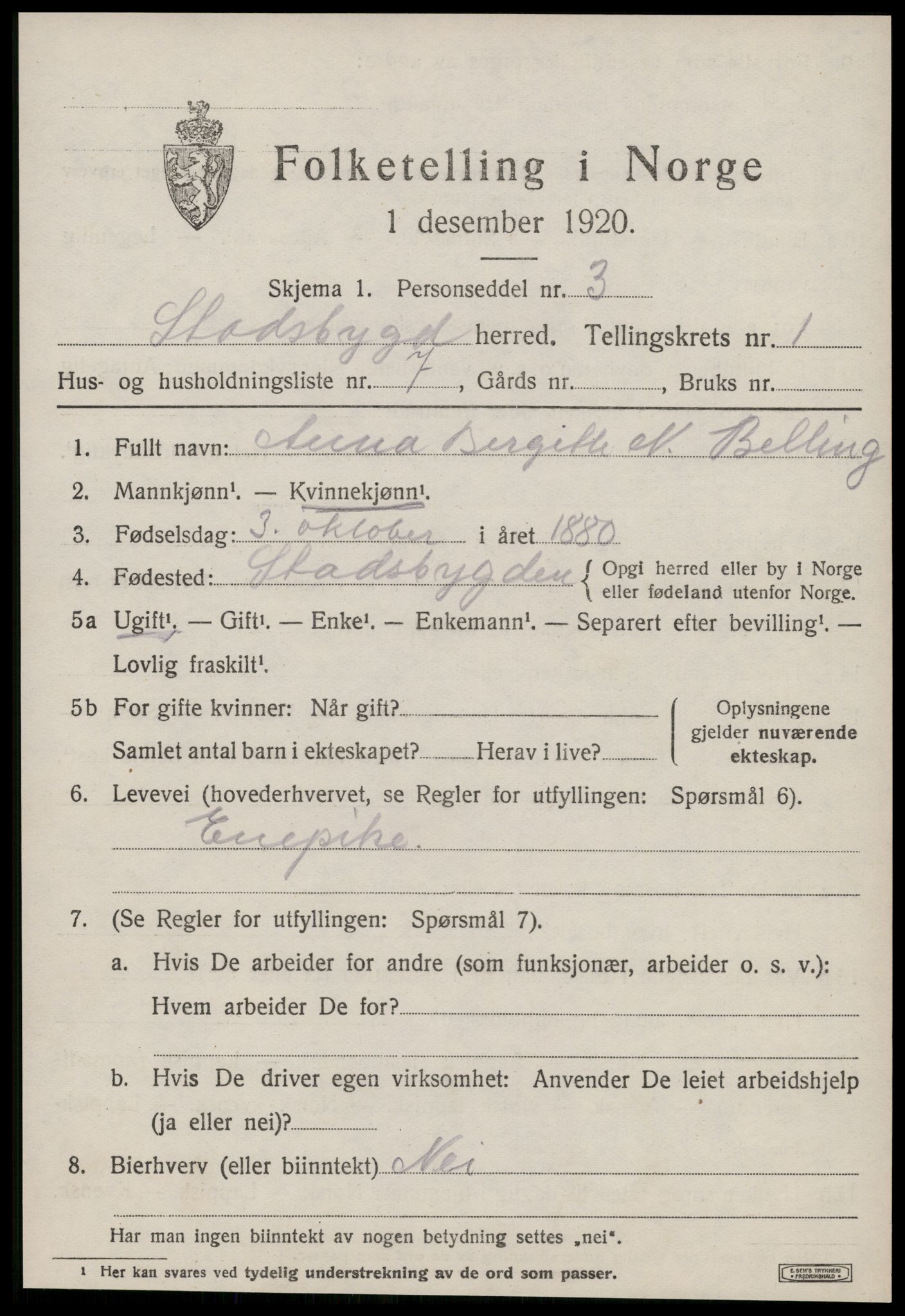 SAT, Folketelling 1920 for 1625 Stadsbygd herred, 1920, s. 768