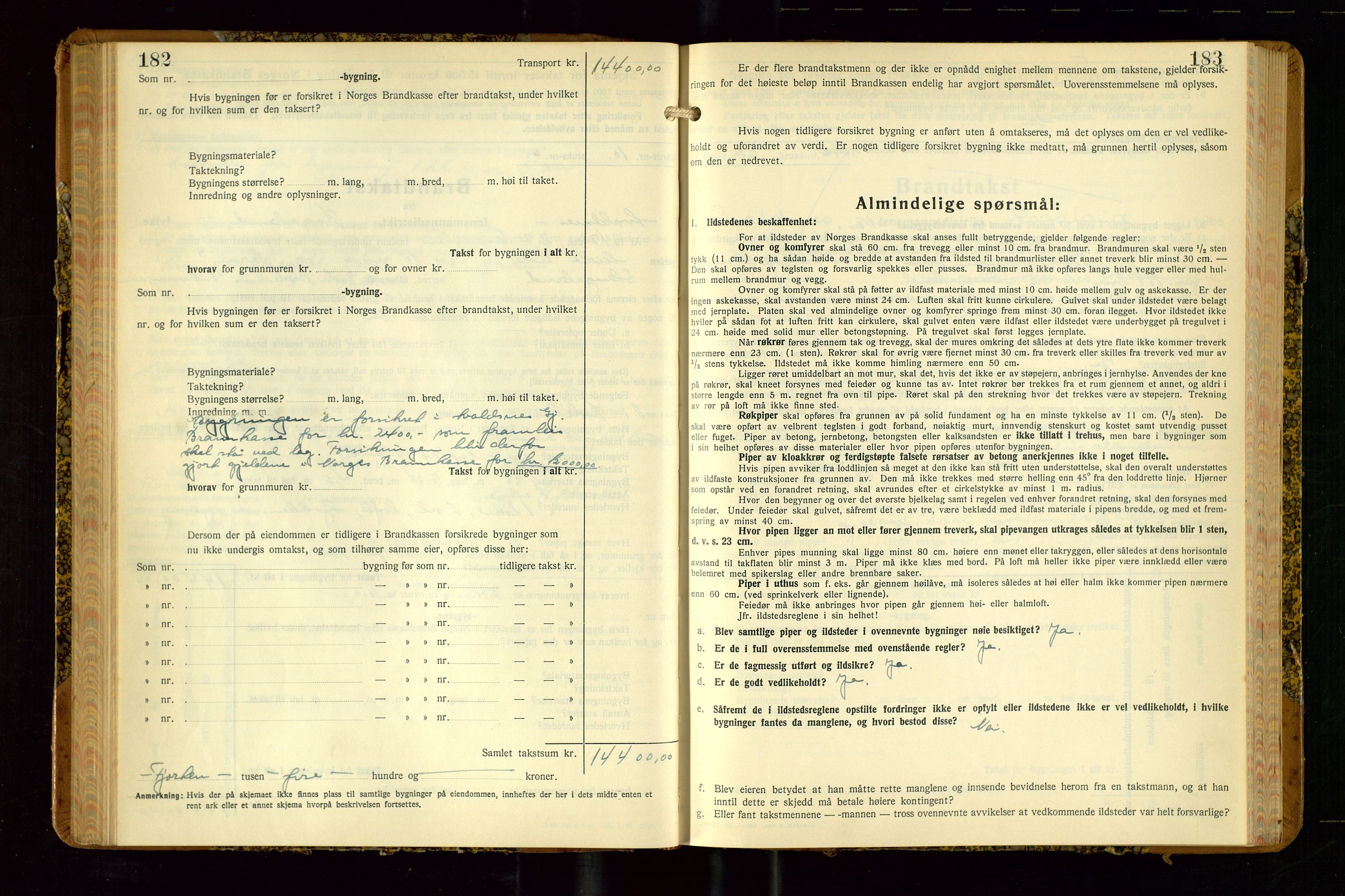 Avaldsnes lensmannskontor, AV/SAST-A-100286/Gob/L0002: "Branntakstprotokoll for Avaldsnes lensmannsdistrikt Rogaland fylke", 1940-1950, s. 182-183