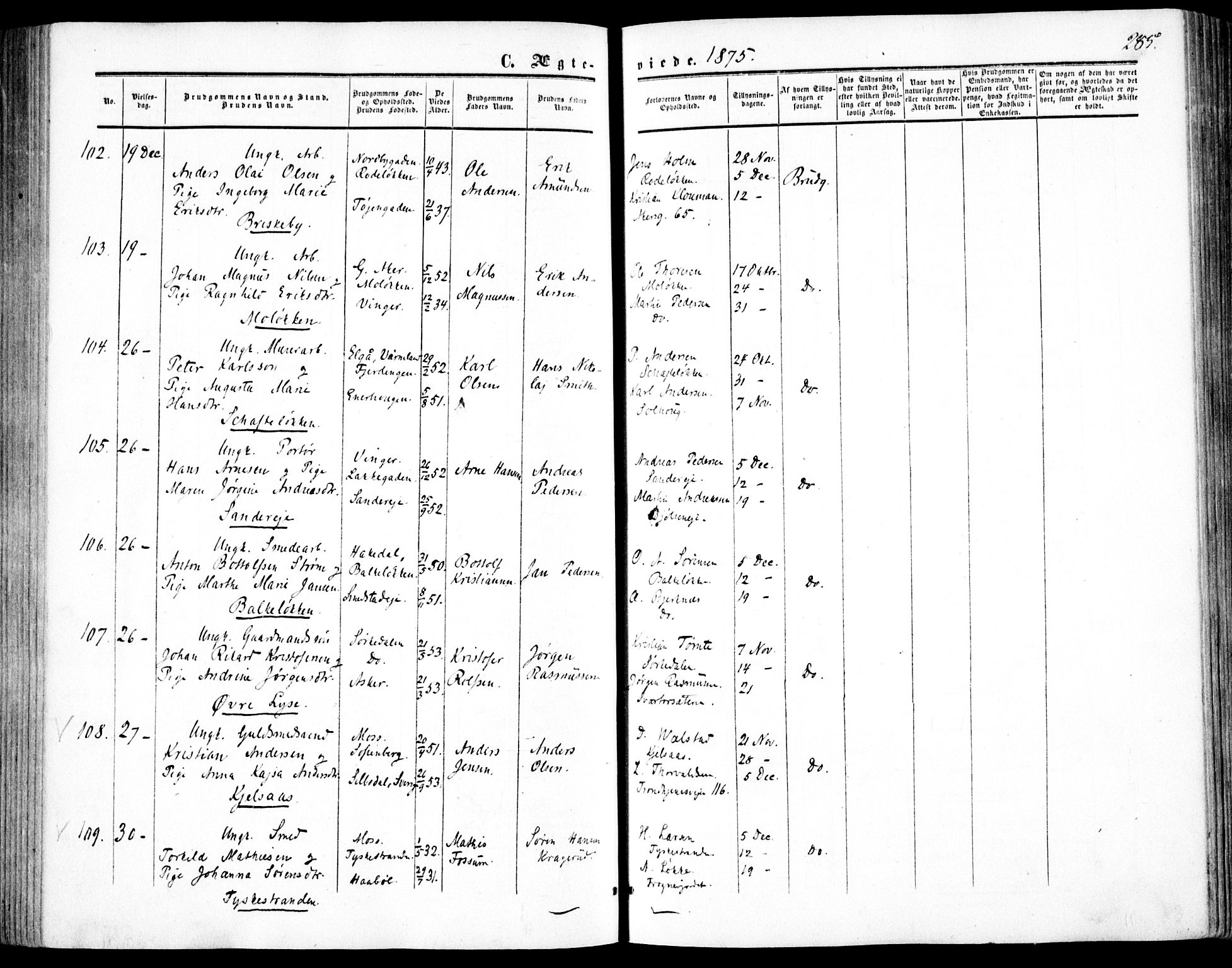 Vestre Aker prestekontor Kirkebøker, AV/SAO-A-10025/F/Fa/L0002: Ministerialbok nr. 2, 1855-1877, s. 285