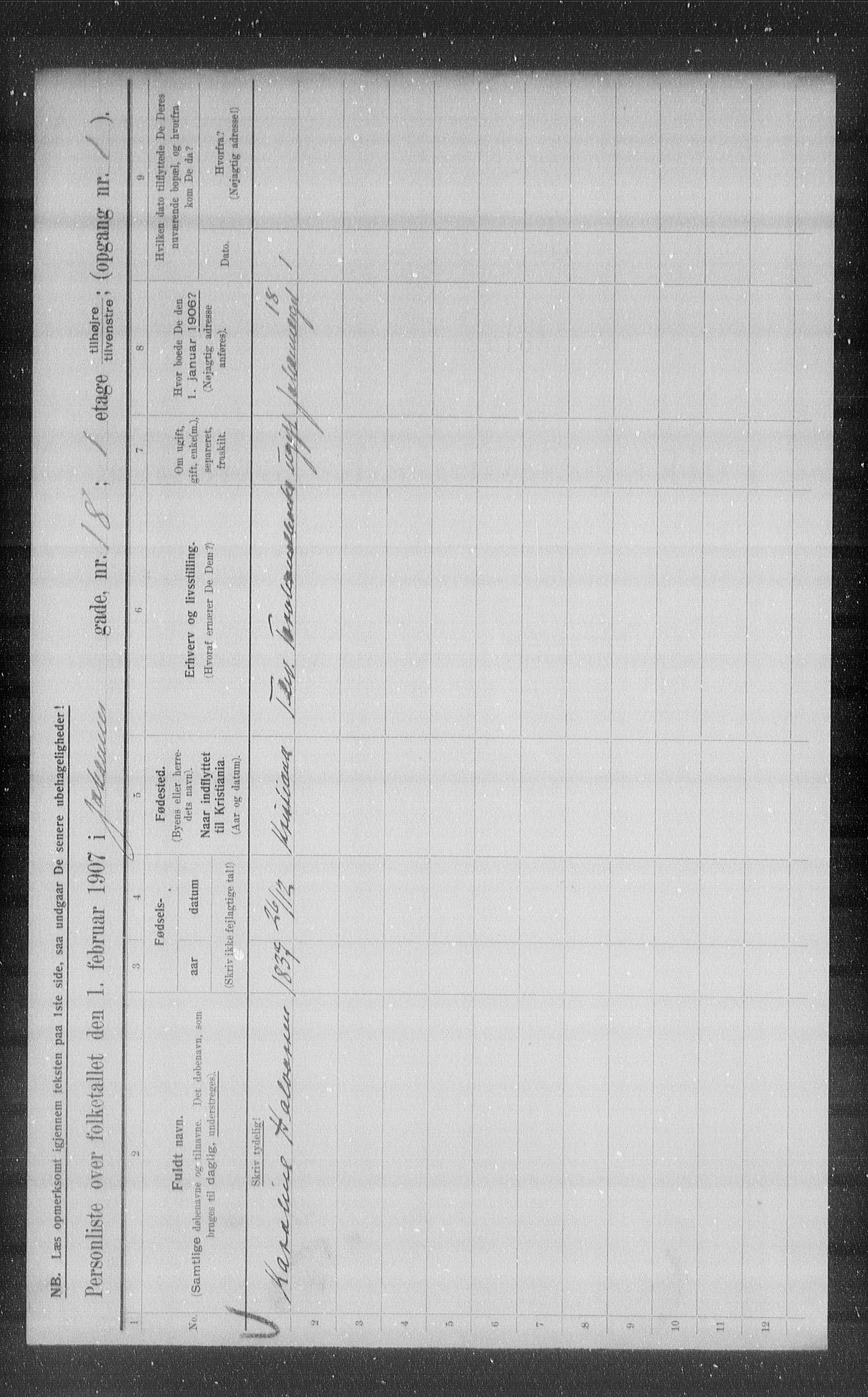 OBA, Kommunal folketelling 1.2.1907 for Kristiania kjøpstad, 1907, s. 24026