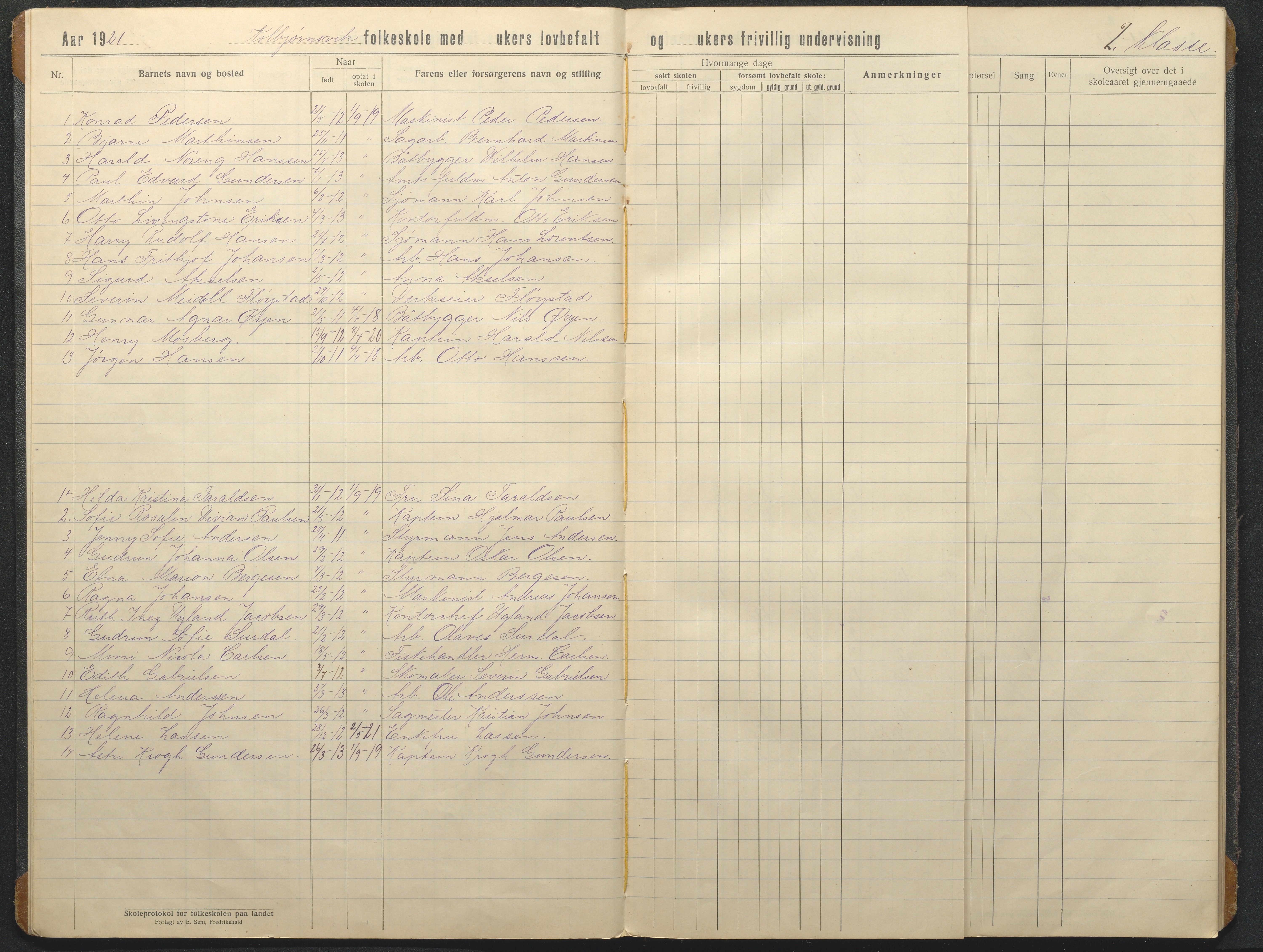 Hisøy kommune frem til 1991, AAKS/KA0922-PK/32/L0020: Skoleprotokoll, 1920-1931