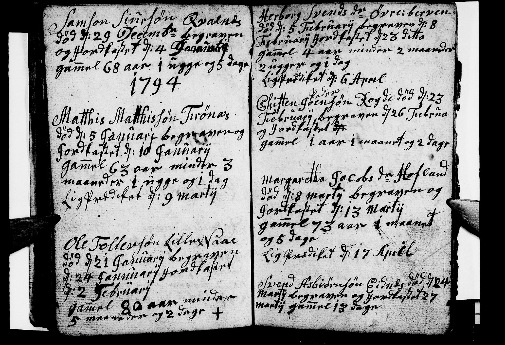 Ullensvang sokneprestembete, SAB/A-78701/H/Hab: Klokkerbok nr. B 7, 1792-1797