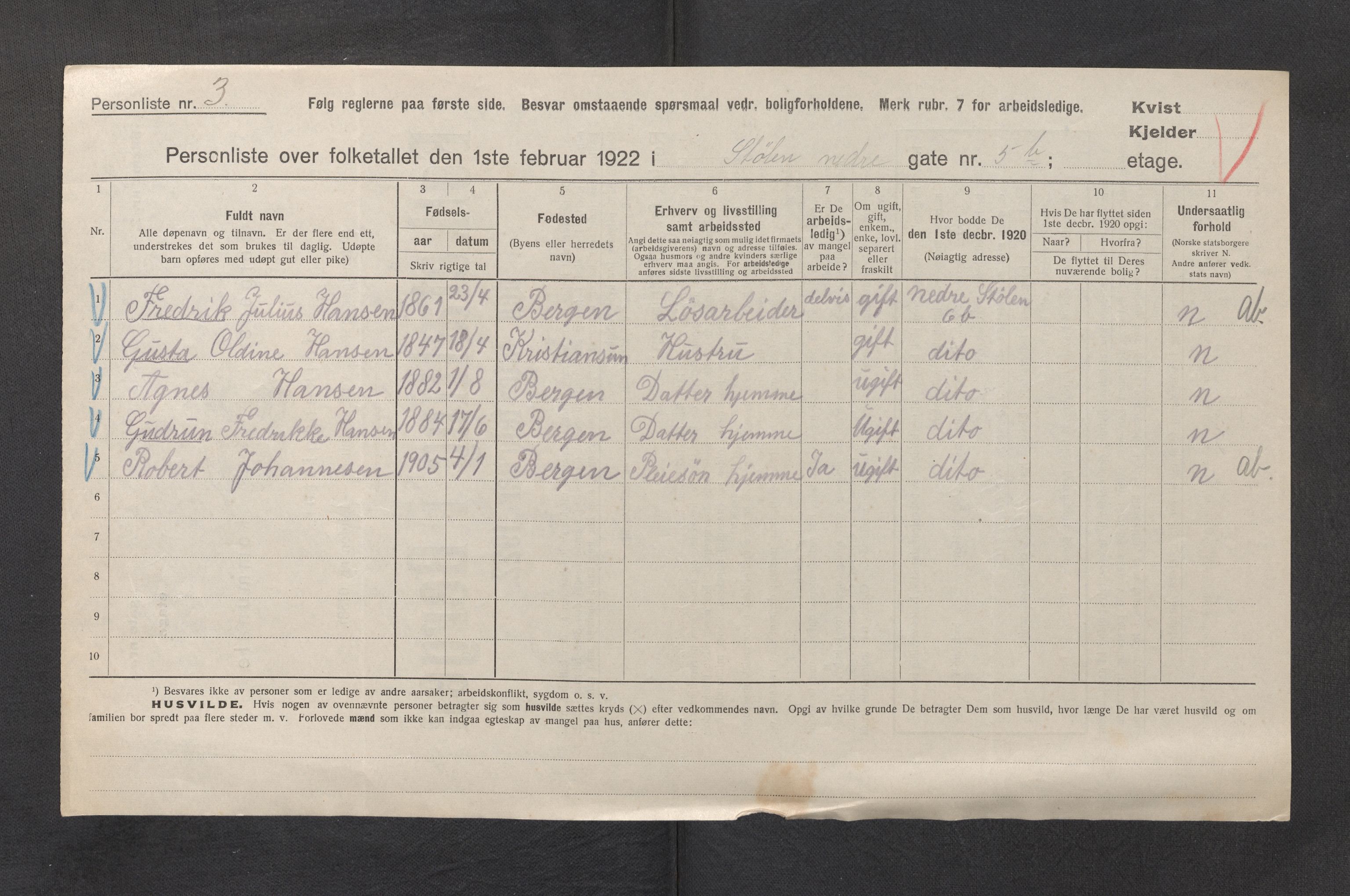 SAB, Kommunal folketelling 1922 for Bergen kjøpstad, 1922, s. 41496