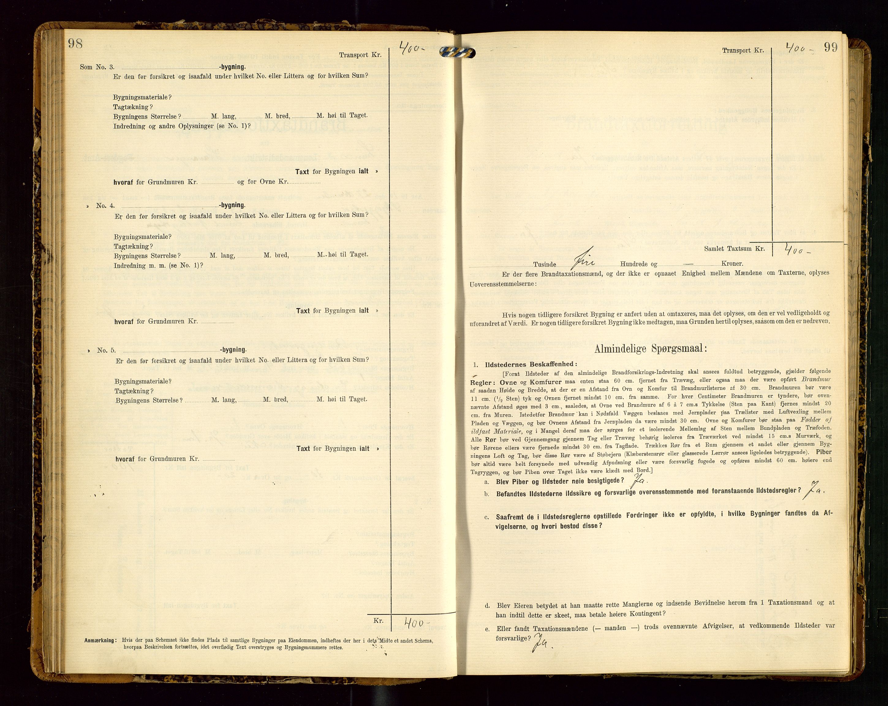 Lund lensmannskontor, SAST/A-100303/Gob/L0002: "Brandtakstprotokol", 1908-1918, s. 98-99