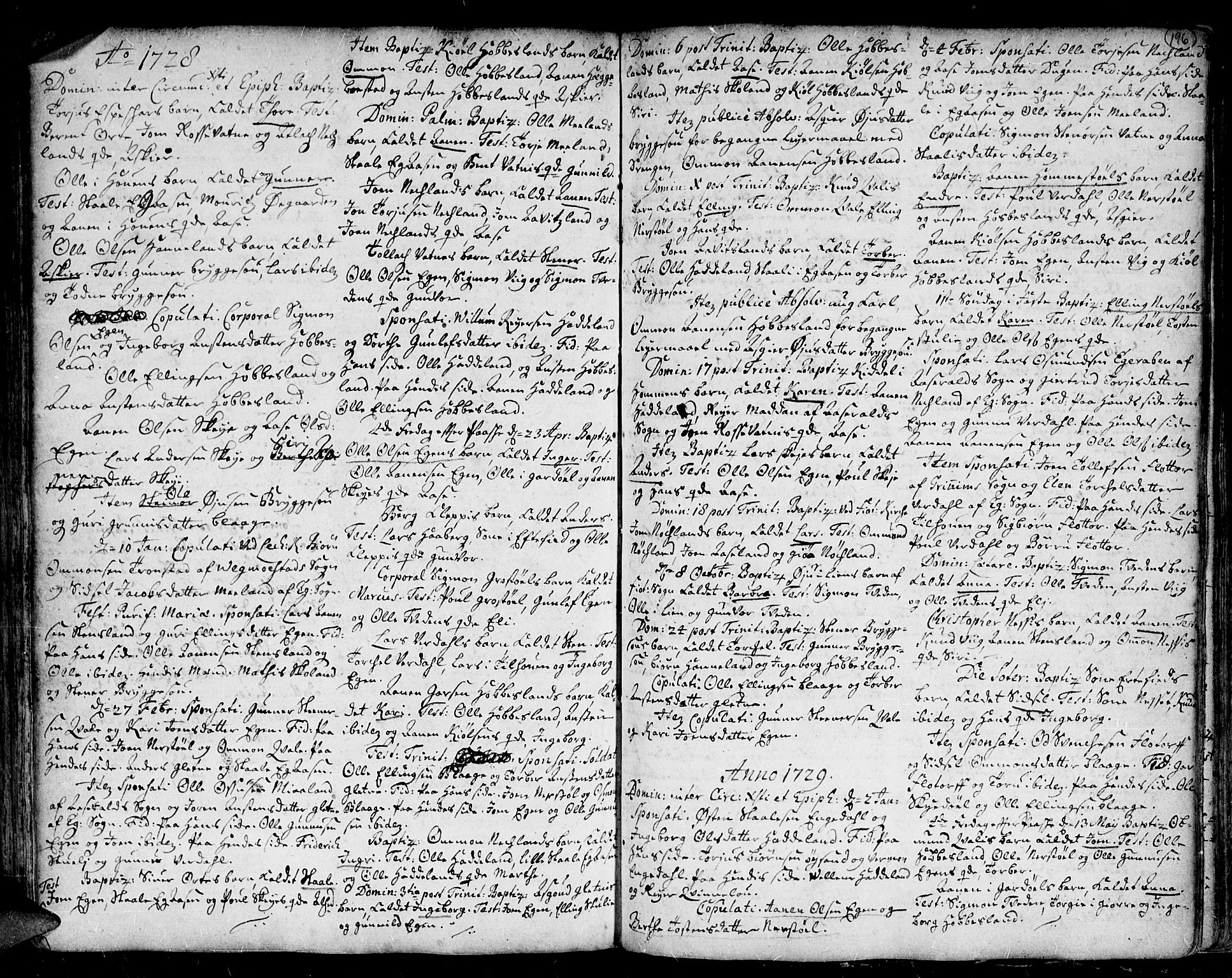 Kvinesdal sokneprestkontor, AV/SAK-1111-0026/F/Fa/Fab/L0001: Ministerialbok nr. A 1 /4, 1710-1760, s. 196