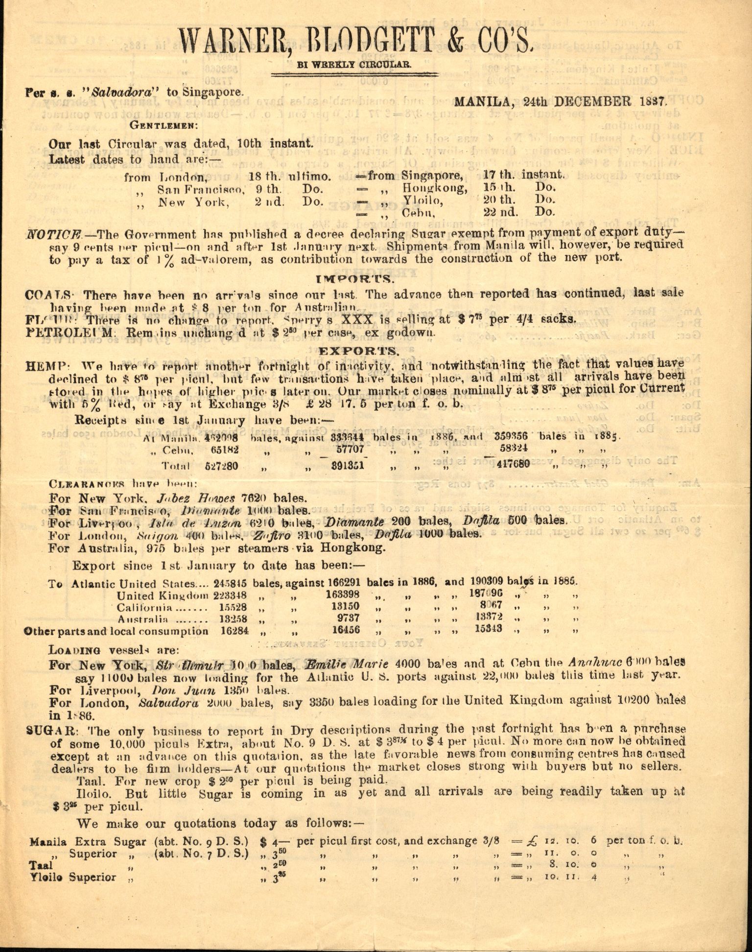 Pa 63 - Østlandske skibsassuranceforening, VEMU/A-1079/G/Ga/L0020/0003: Havaridokumenter / Anton, Diamant, Templar, Finn, Eliezer, Arctic, 1887, s. 92