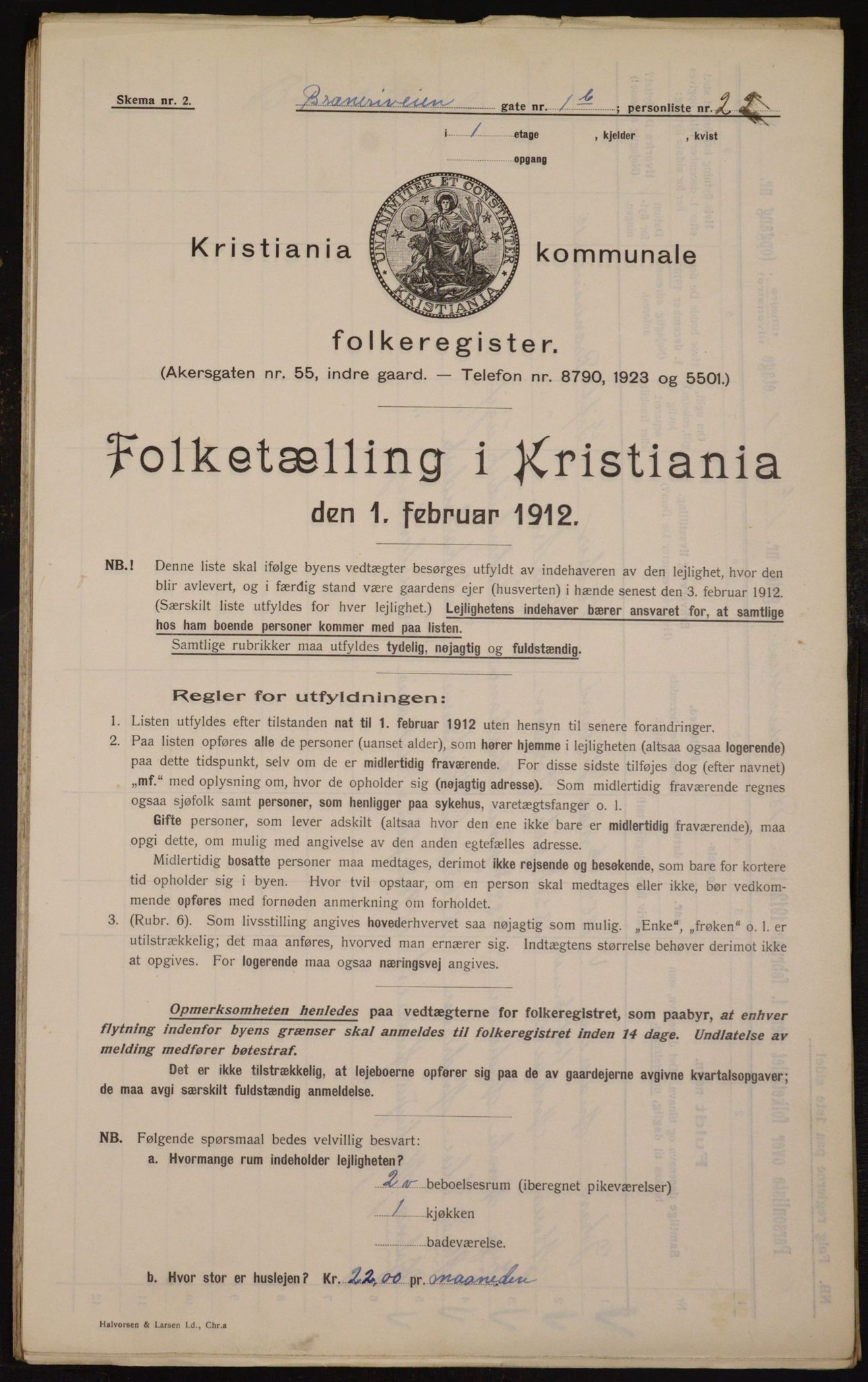 OBA, Kommunal folketelling 1.2.1912 for Kristiania, 1912, s. 8521