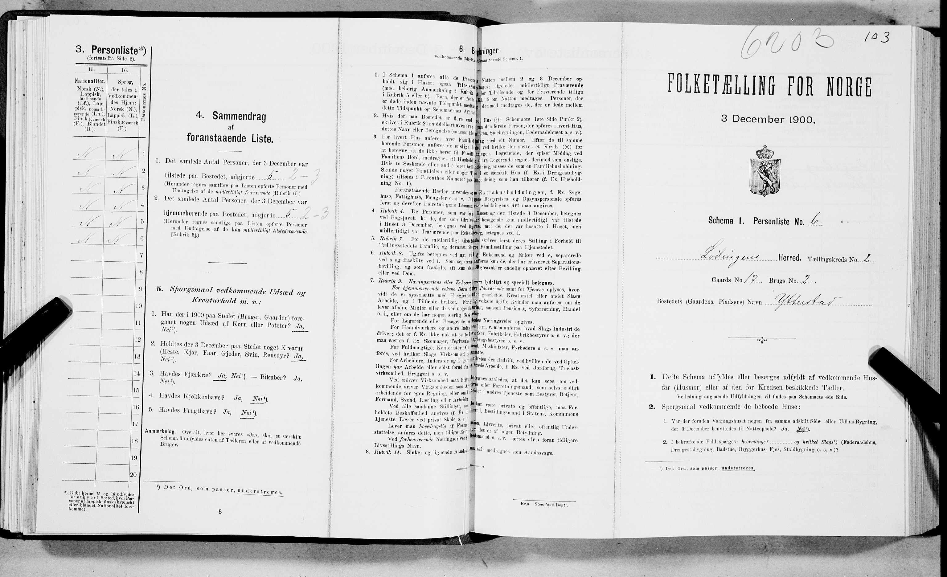 SAT, Folketelling 1900 for 1851 Lødingen herred, 1900, s. 103