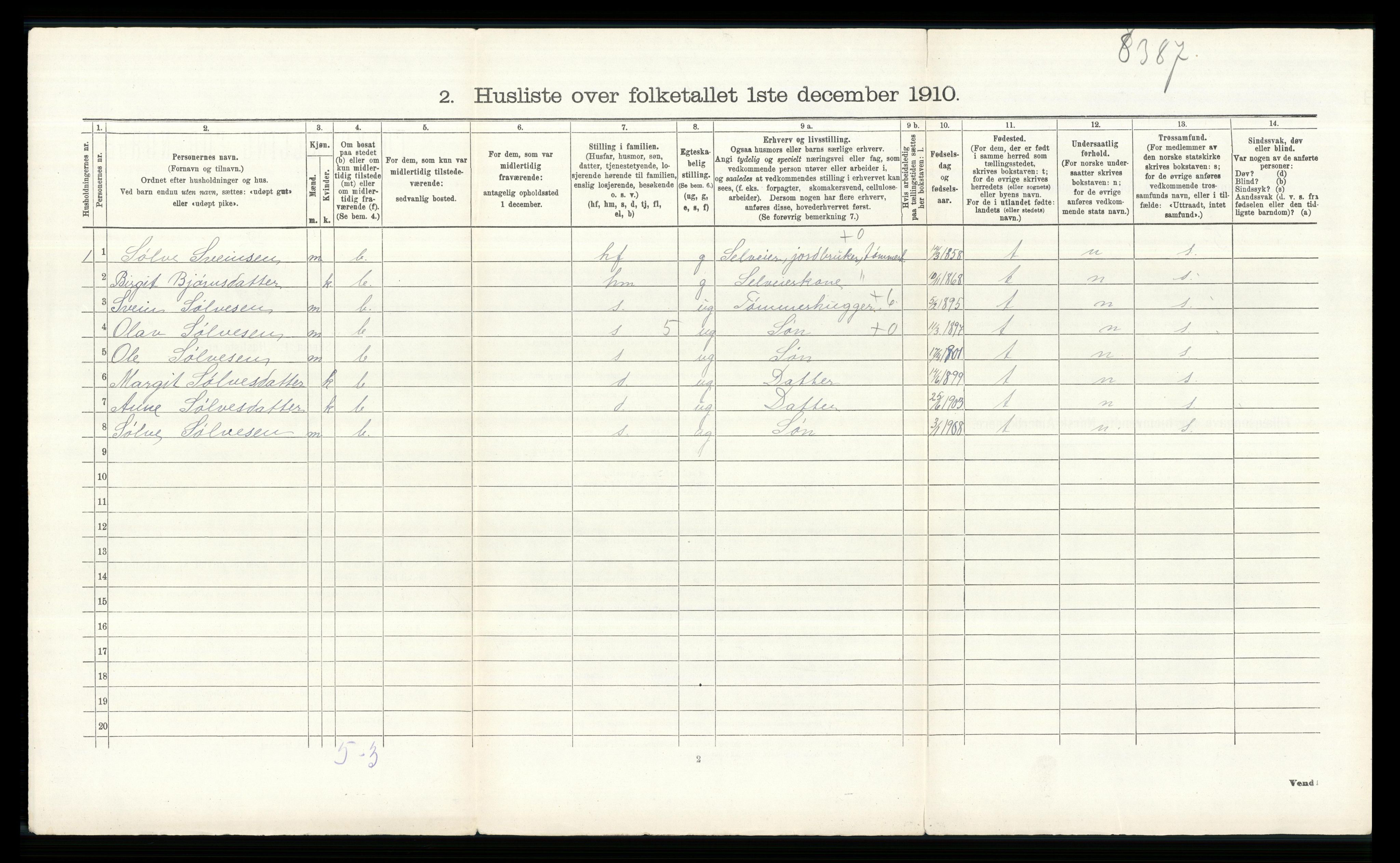 RA, Folketelling 1910 for 0617 Gol herred, 1910, s. 803