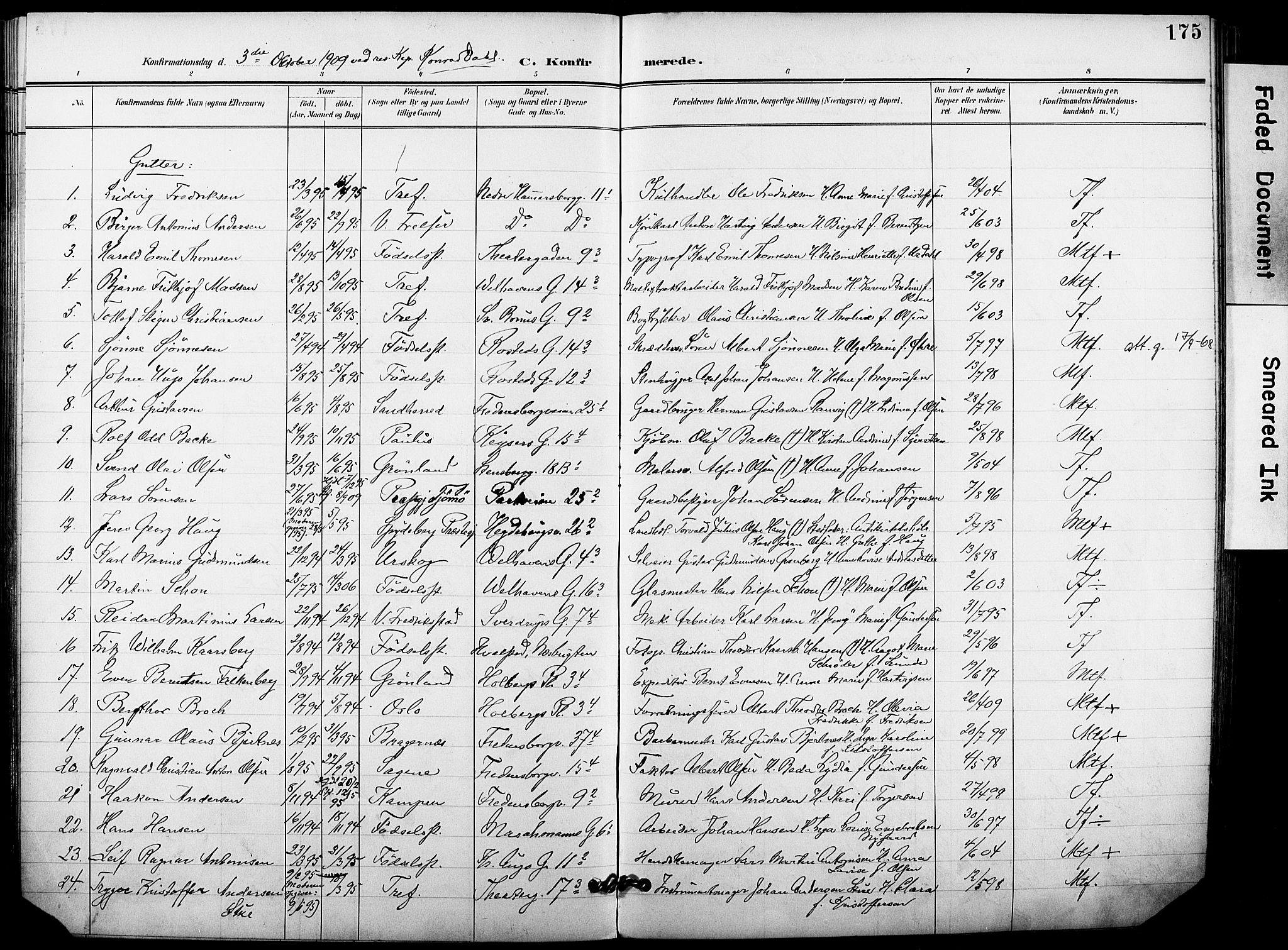 Trefoldighet prestekontor Kirkebøker, AV/SAO-A-10882/F/Fb/L0004: Ministerialbok nr. II 4, 1896-1915, s. 175