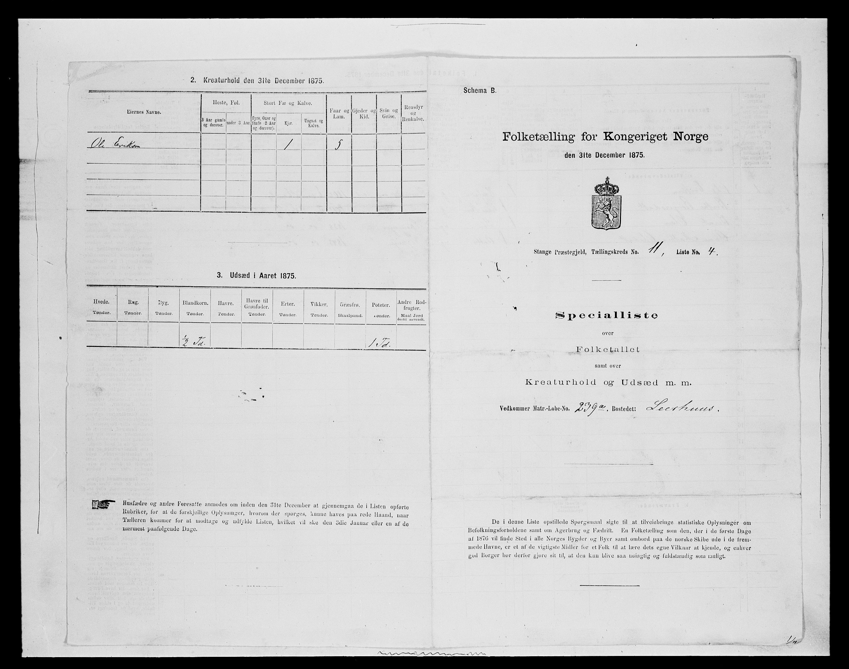 SAH, Folketelling 1875 for 0417P Stange prestegjeld, 1875, s. 1827