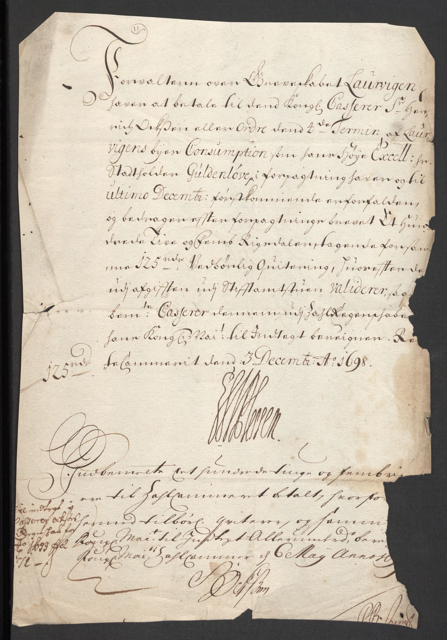 Rentekammeret inntil 1814, Reviderte regnskaper, Fogderegnskap, AV/RA-EA-4092/R33/L1976: Fogderegnskap Larvik grevskap, 1698-1701, s. 89