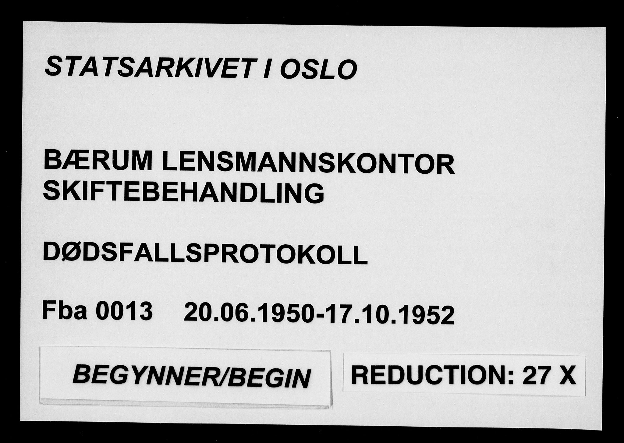 Bærum lensmannskontor, SAO/A-10277/H/Ha/Haa/L0013: Dødsanmeldelsesprotokoll, 1950-1952
