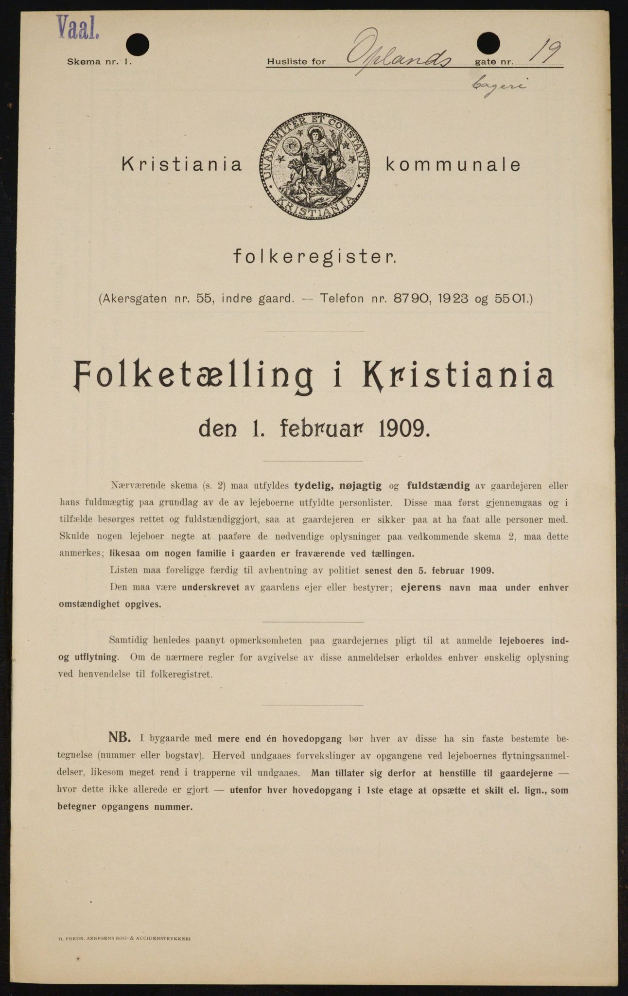 OBA, Kommunal folketelling 1.2.1909 for Kristiania kjøpstad, 1909, s. 68697