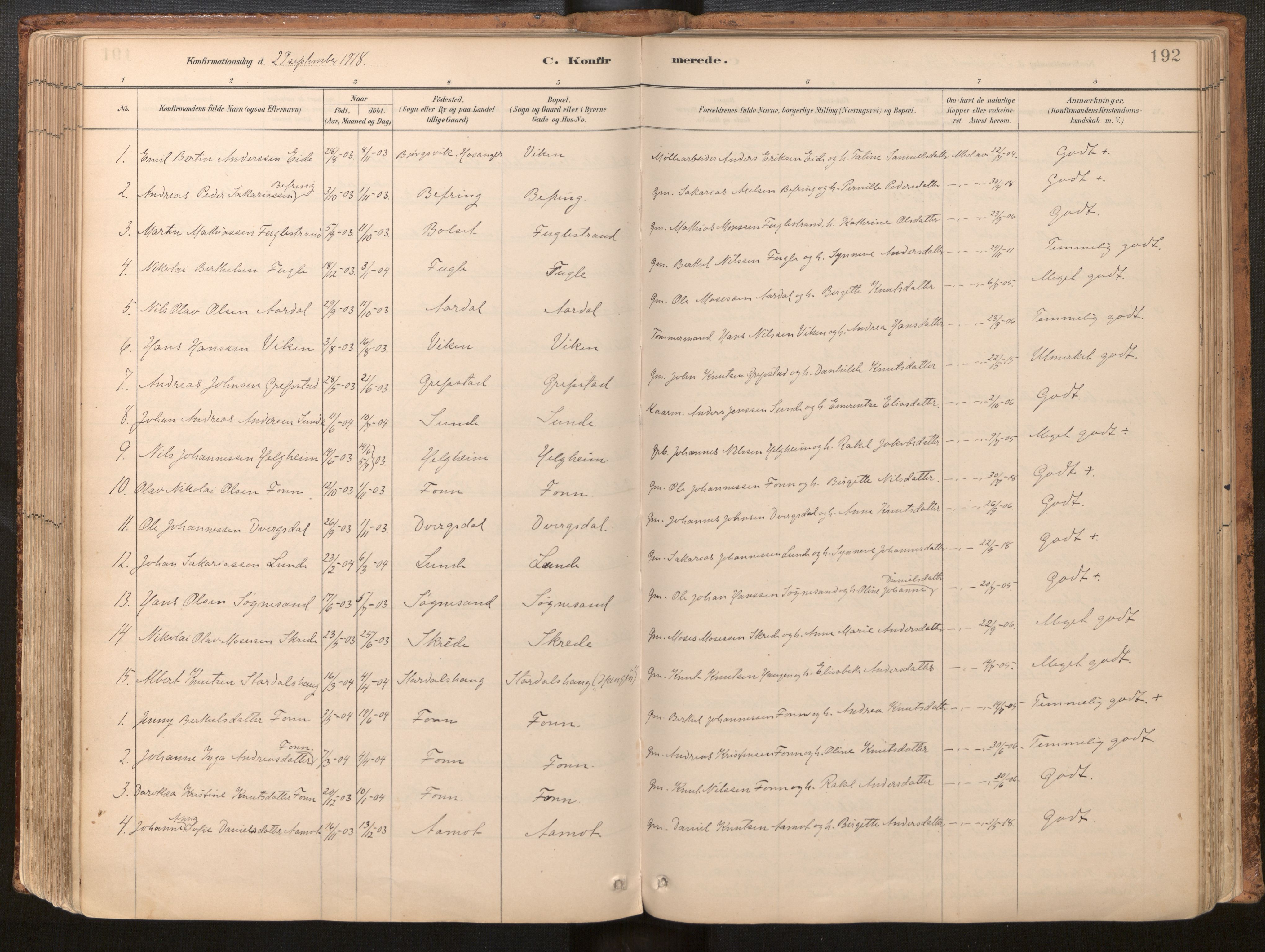 Jølster sokneprestembete, AV/SAB-A-80701/H/Haa/Haac/L0001: Ministerialbok nr. C 1, 1882-1928, s. 192