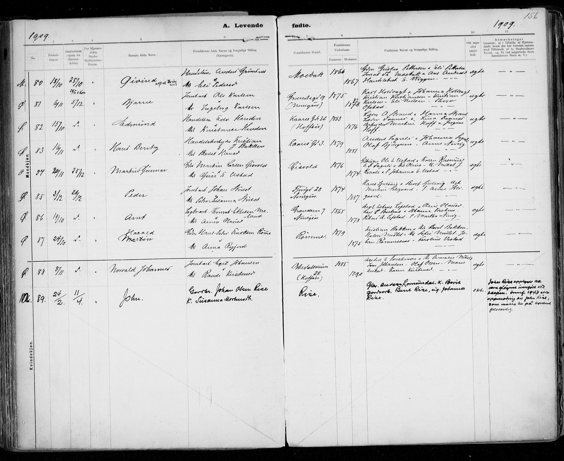 Ministerialprotokoller, klokkerbøker og fødselsregistre - Sør-Trøndelag, SAT/A-1456/668/L0811: Ministerialbok nr. 668A11, 1894-1913, s. 156