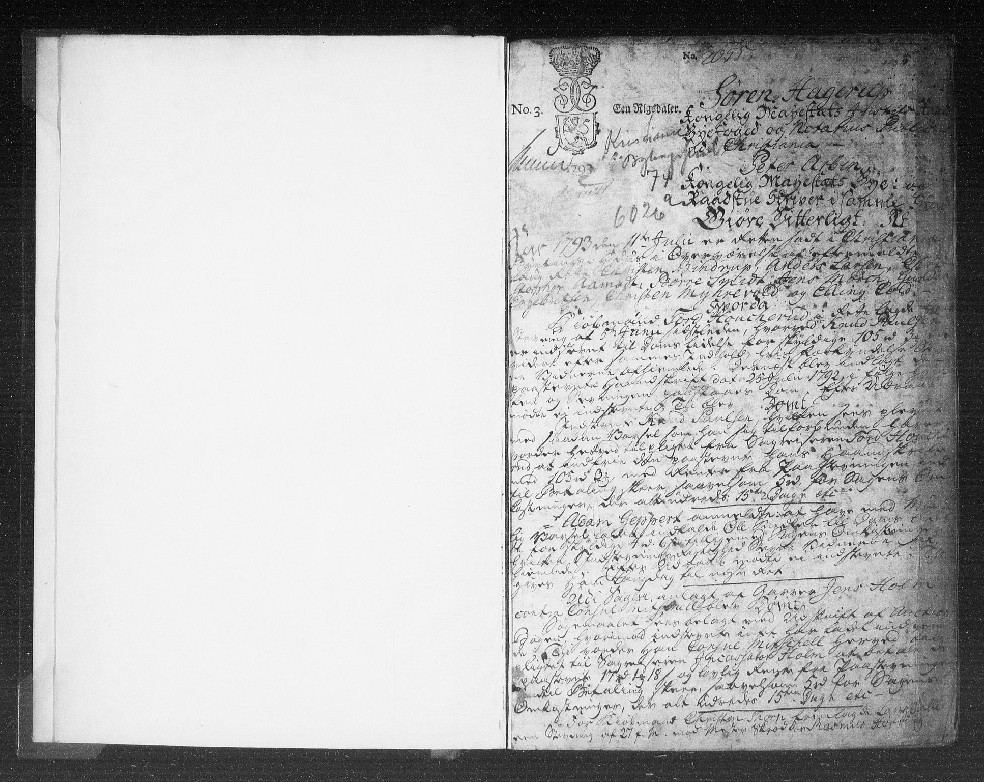 Christiania byfogd, AV/SAO-A-11543/F/Fb/L0074a: Tingbok, 1793-1796, s. 1
