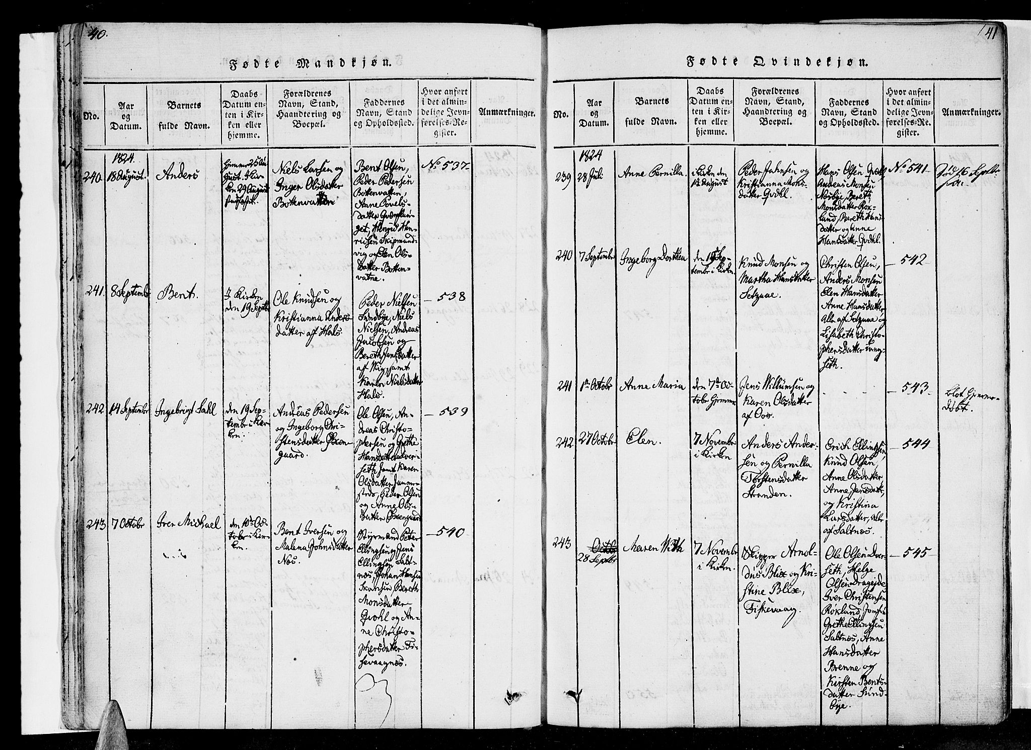 Ministerialprotokoller, klokkerbøker og fødselsregistre - Nordland, AV/SAT-A-1459/847/L0665: Ministerialbok nr. 847A05, 1818-1841, s. 40-41