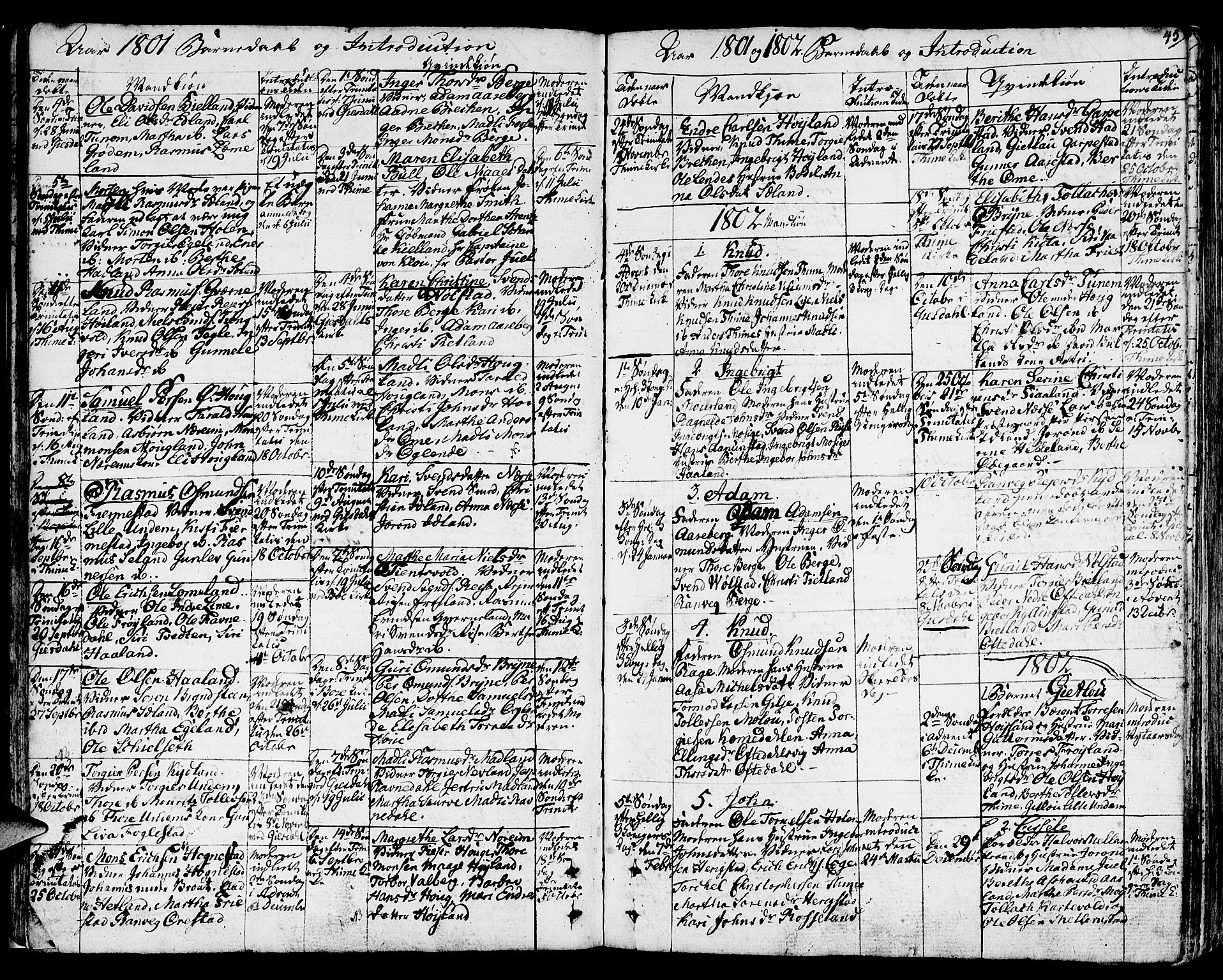 Lye sokneprestkontor, SAST/A-101794/001/30BA/L0002: Ministerialbok nr. A 2, 1799-1817, s. 43