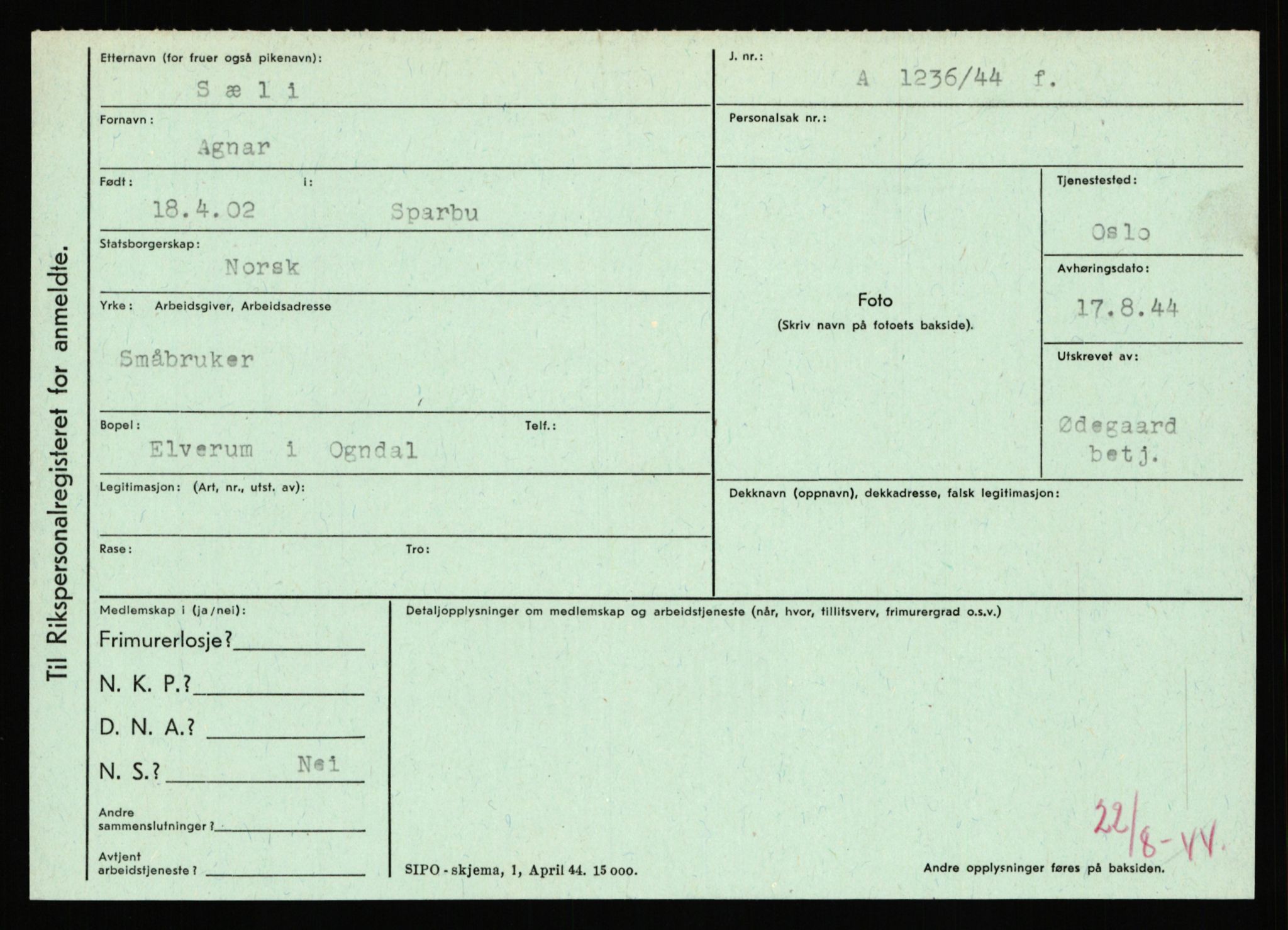 Statspolitiet - Hovedkontoret / Osloavdelingen, AV/RA-S-1329/C/Ca/L0015: Svea - Tøsse, 1943-1945, s. 931