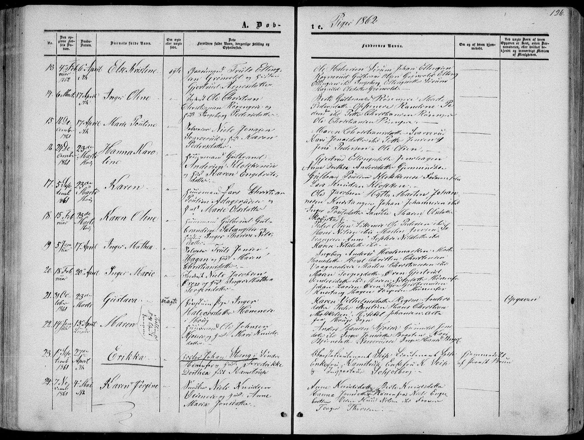 Norderhov kirkebøker, AV/SAKO-A-237/F/Fa/L0012: Ministerialbok nr. 12, 1856-1865, s. 126