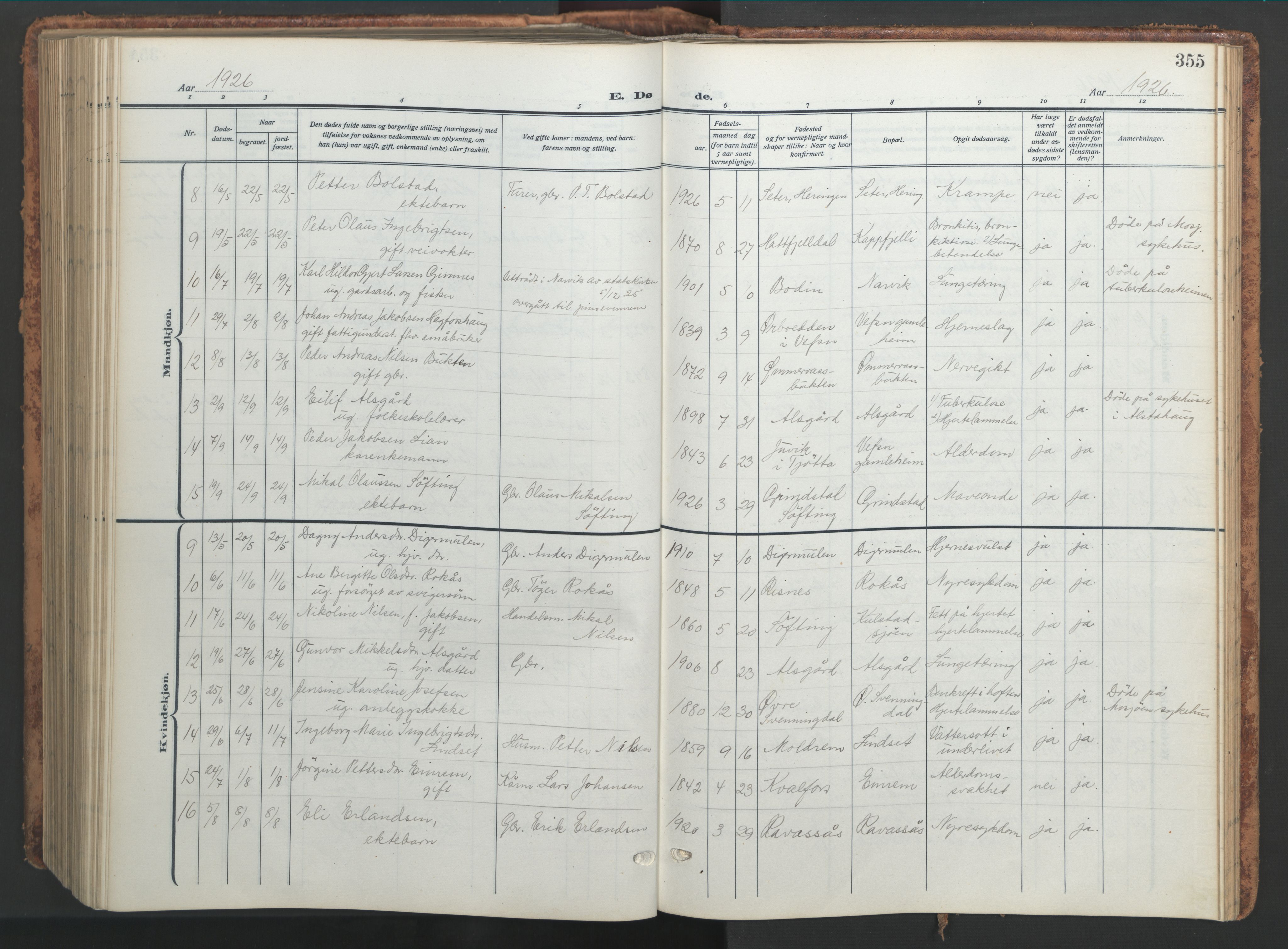 Ministerialprotokoller, klokkerbøker og fødselsregistre - Nordland, AV/SAT-A-1459/820/L0302: Klokkerbok nr. 820C04, 1917-1948, s. 355