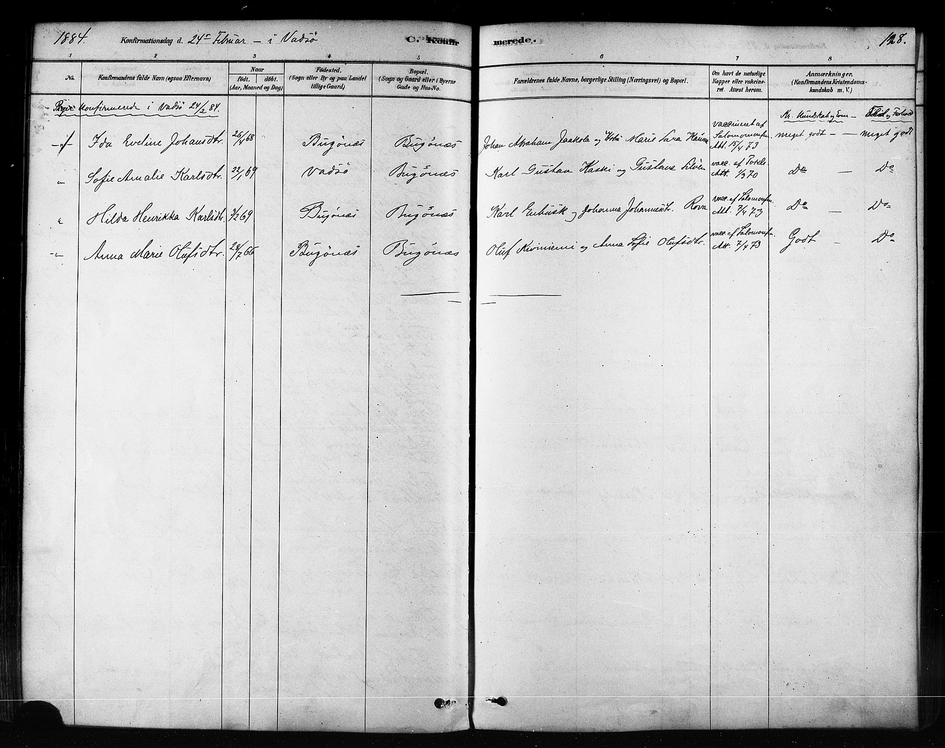 Sør-Varanger sokneprestkontor, AV/SATØ-S-1331/H/Ha/L0003kirke: Ministerialbok nr. 3, 1878-1891, s. 128