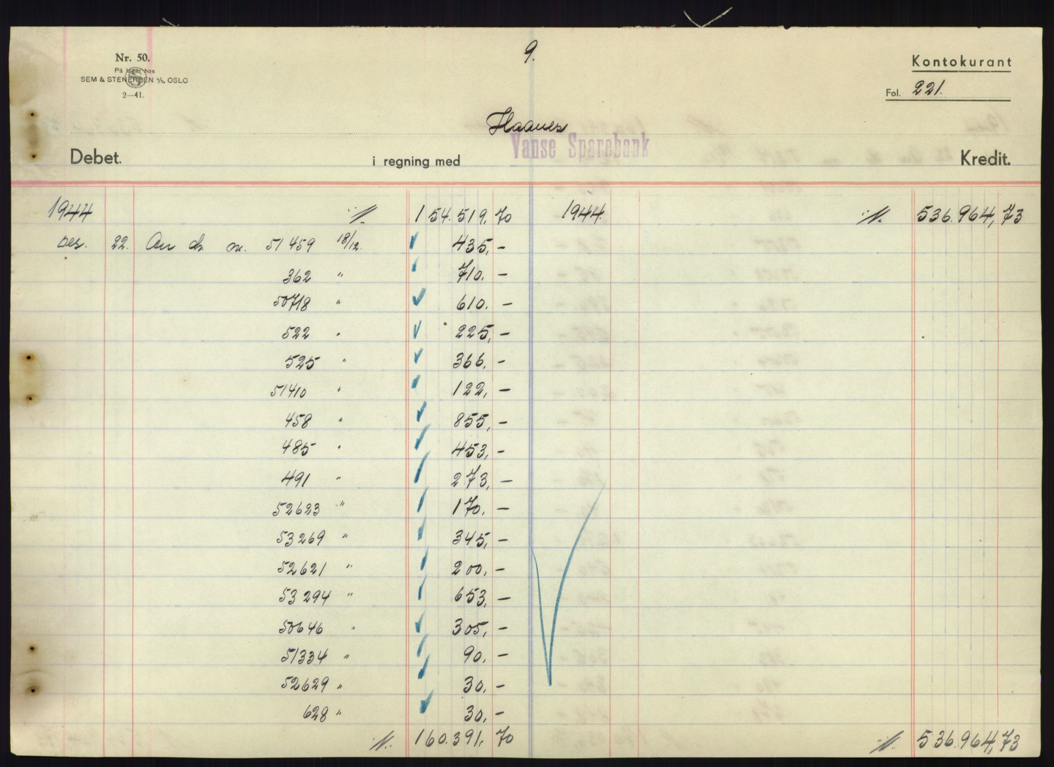 Forsvarsdepartementet, 10. kontor / Oppgjørskontoret, AV/RA-RAFA-1225/D/Db/L0180: Lista oppgjørskontor, 1942-1952, s. 1865