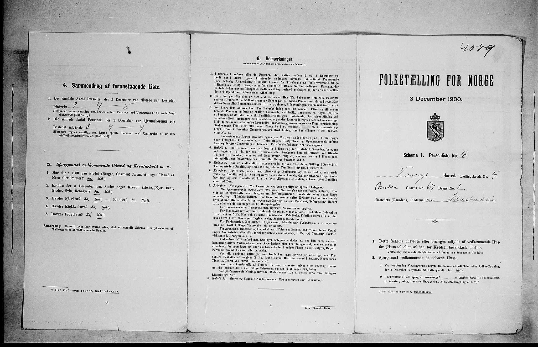 SAH, Folketelling 1900 for 0414 Vang herred, 1900, s. 988