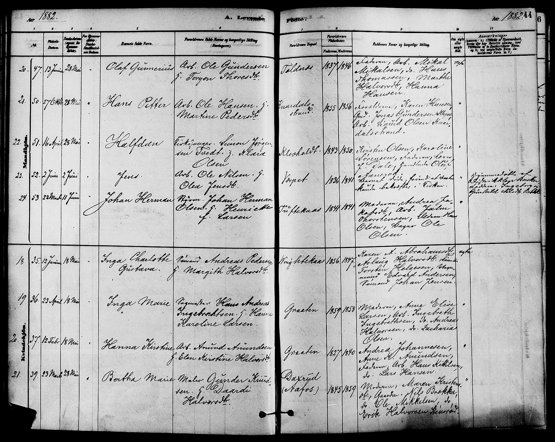 Solum kirkebøker, AV/SAKO-A-306/F/Fa/L0009: Ministerialbok nr. I 9, 1877-1887, s. 44