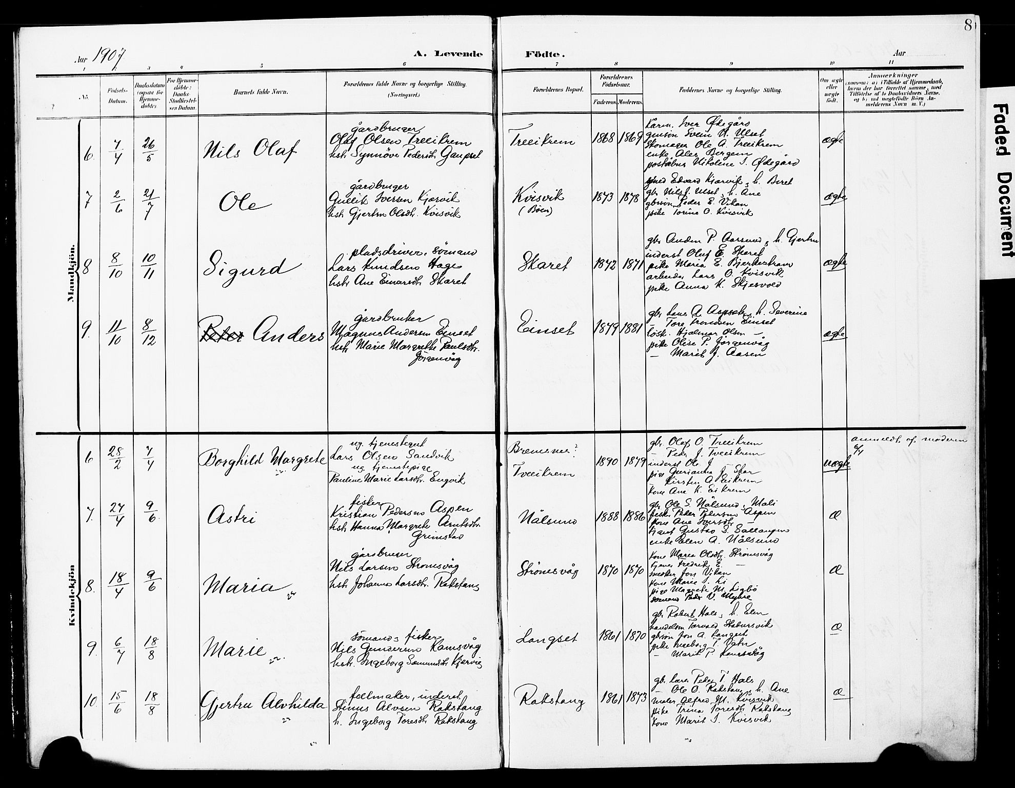 Ministerialprotokoller, klokkerbøker og fødselsregistre - Møre og Romsdal, AV/SAT-A-1454/587/L1001: Klokkerbok nr. 587C01, 1906-1927, s. 8